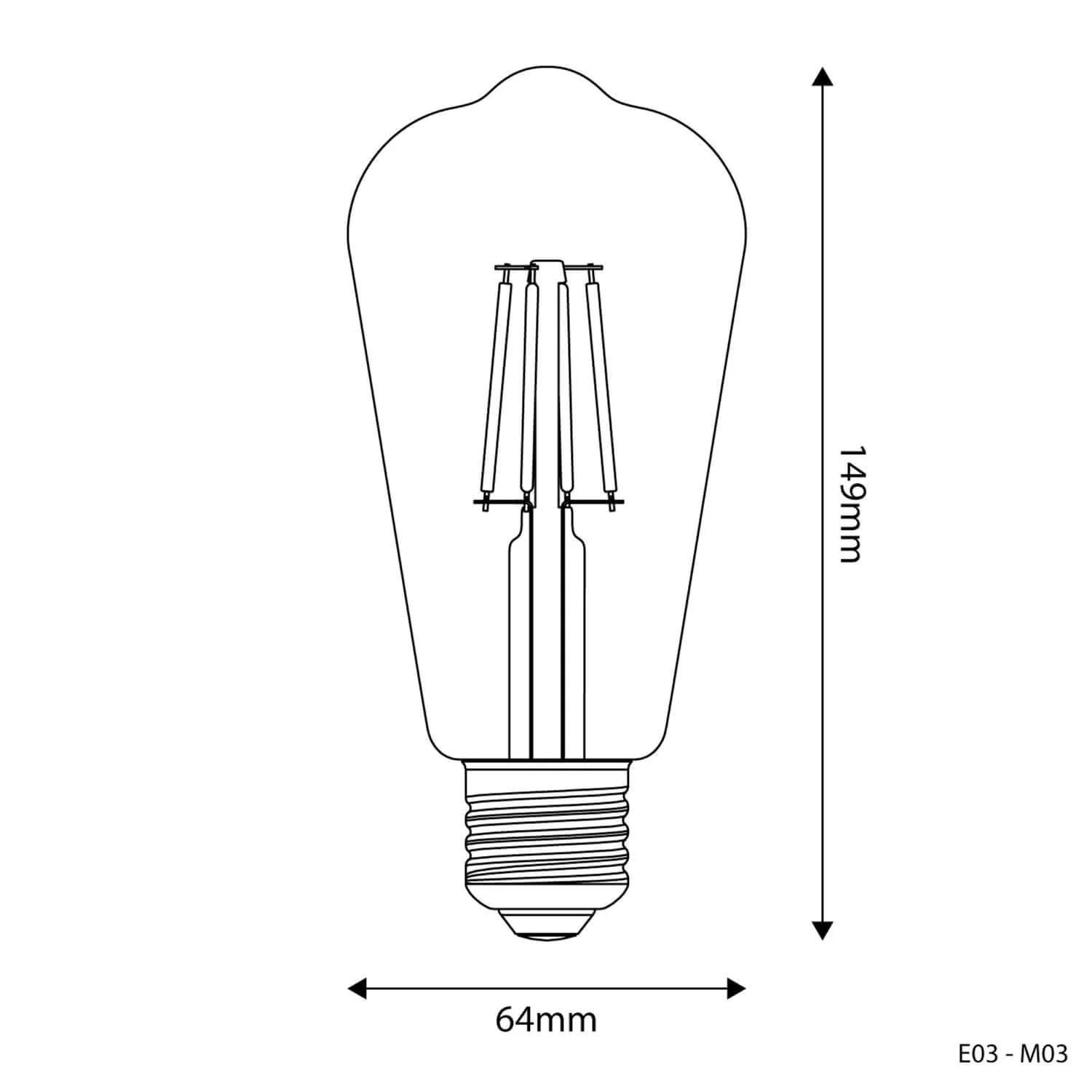 Transparent LED Edison Light bulb ST64 4W 470Lm E27 2700K - E03 - Image 3