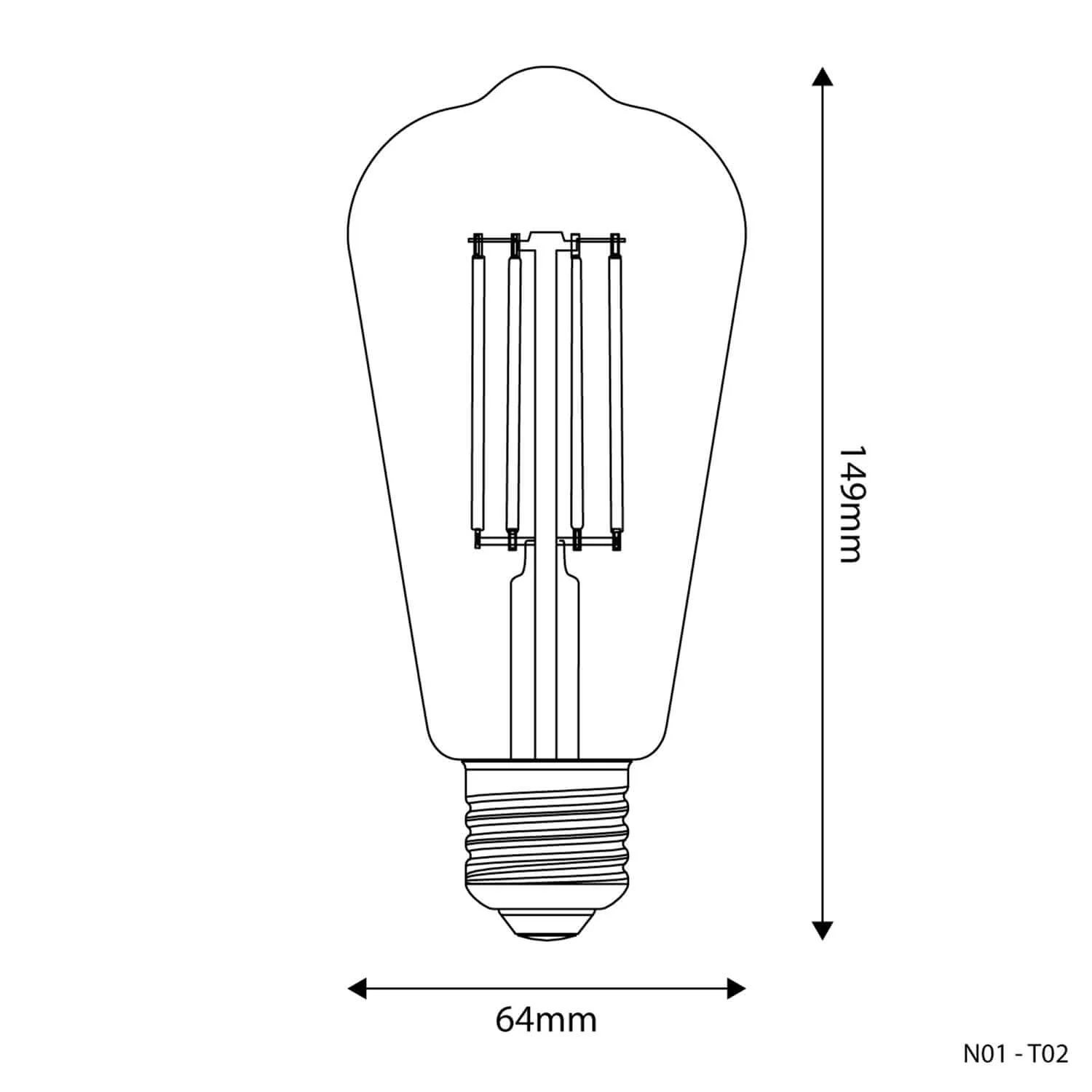 Edison ST64 7W 806Lm E27 2700K Dimmable Transparent LED Light Bulb - T02 - Image 3