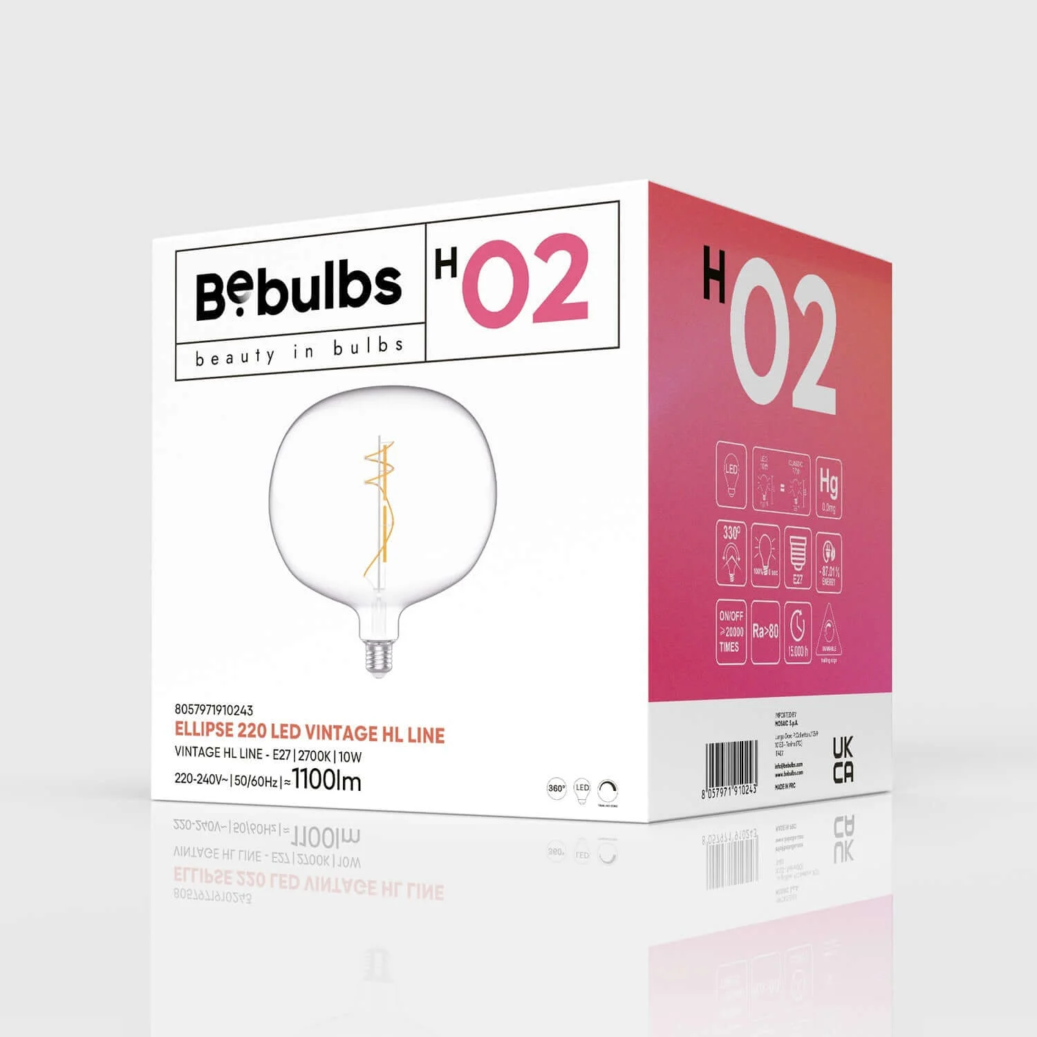 Transparent LED Light Bulb Ellipse 220 10W 1100Lm E27 2700K Dimmable - H02 - Image 4