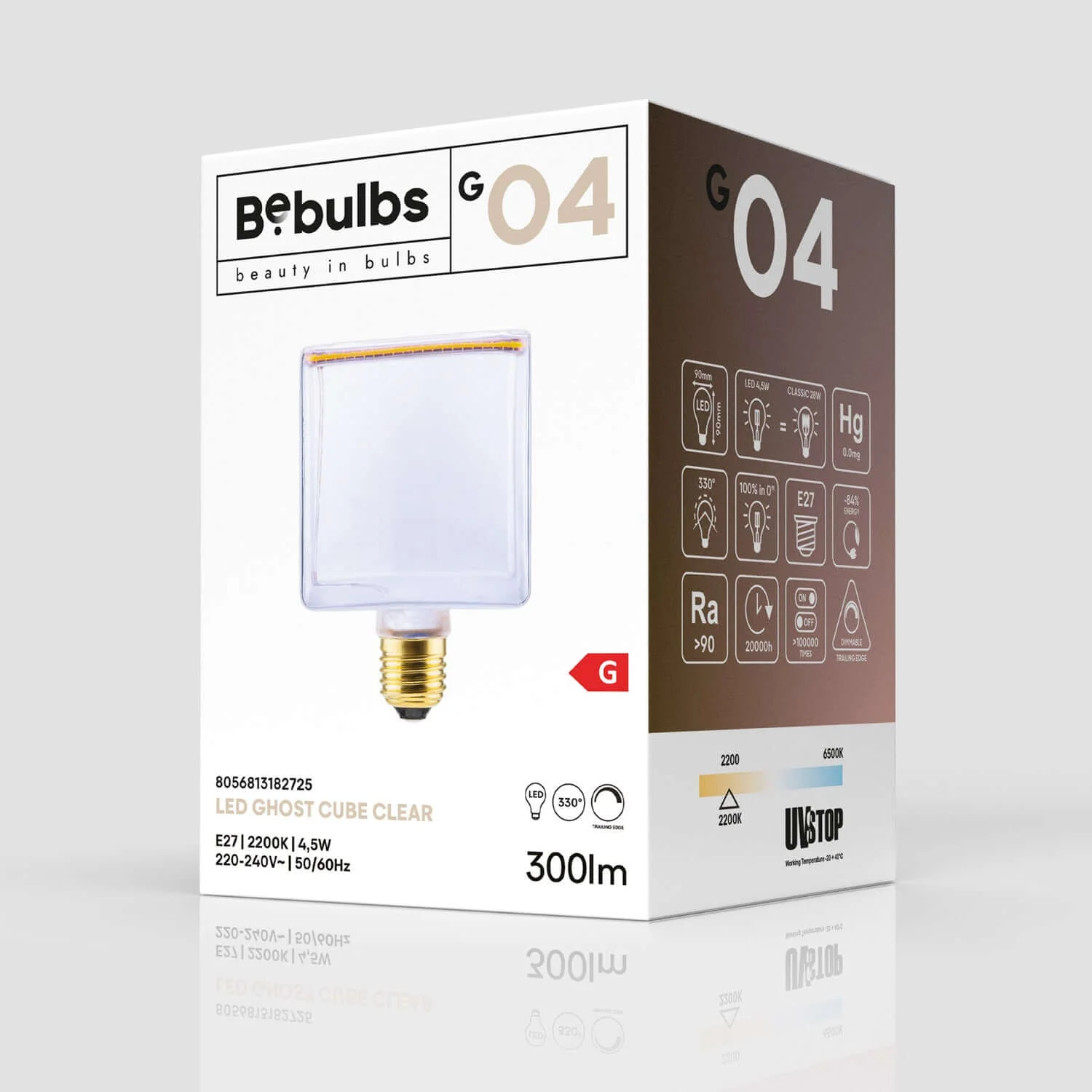 LED Light bulb Transparent Ghost Line CRI 90 Cubetto 4.5W 300Lm E27 2200K Dimmable - G04 - Image 5