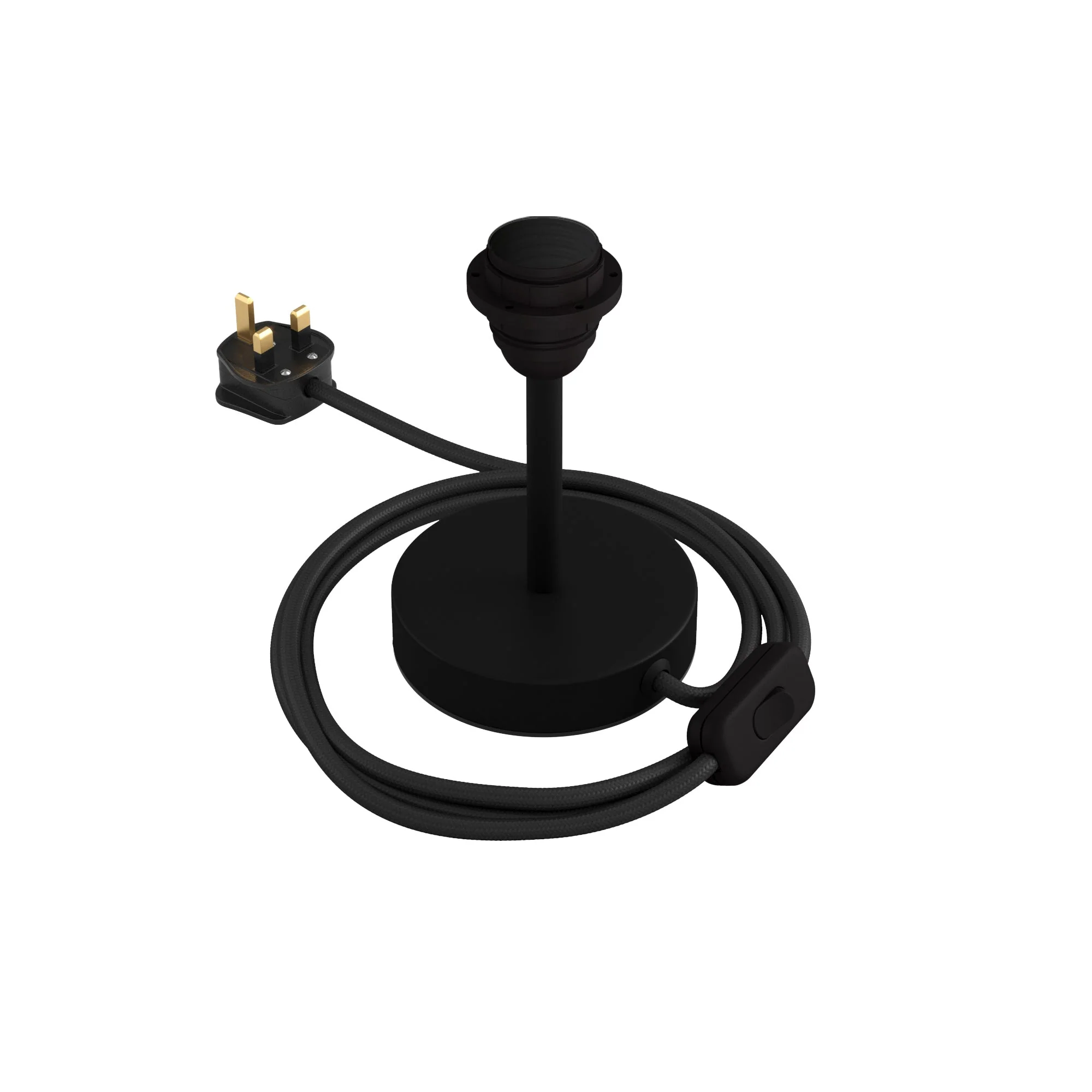 Lamp riser for lampshade - Metal table lamp with UK plug - Matte black - Image 5