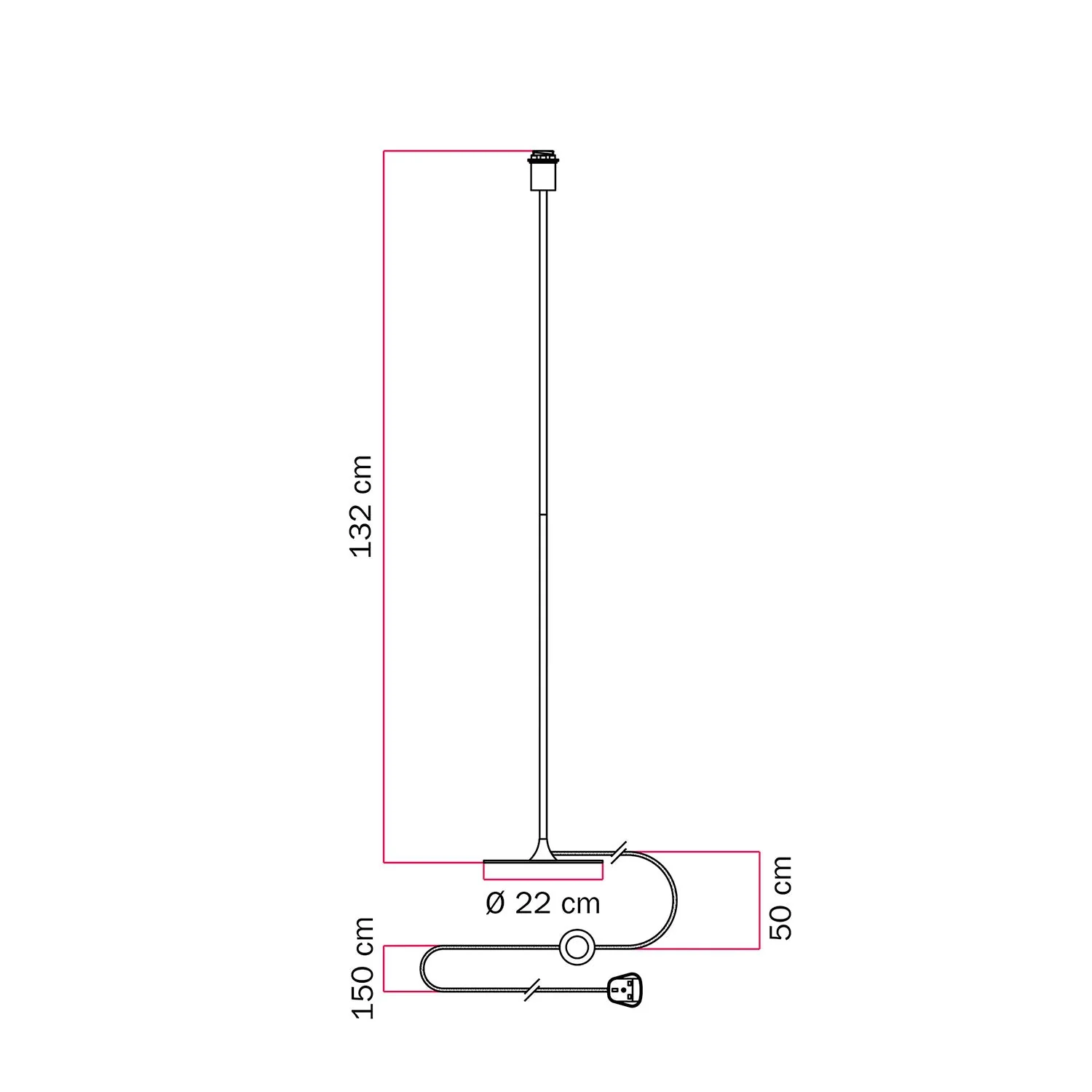 MAG-Y floor lamp with round metal base pre-fitted for lampshade and UK plug - Matt white - Image 4
