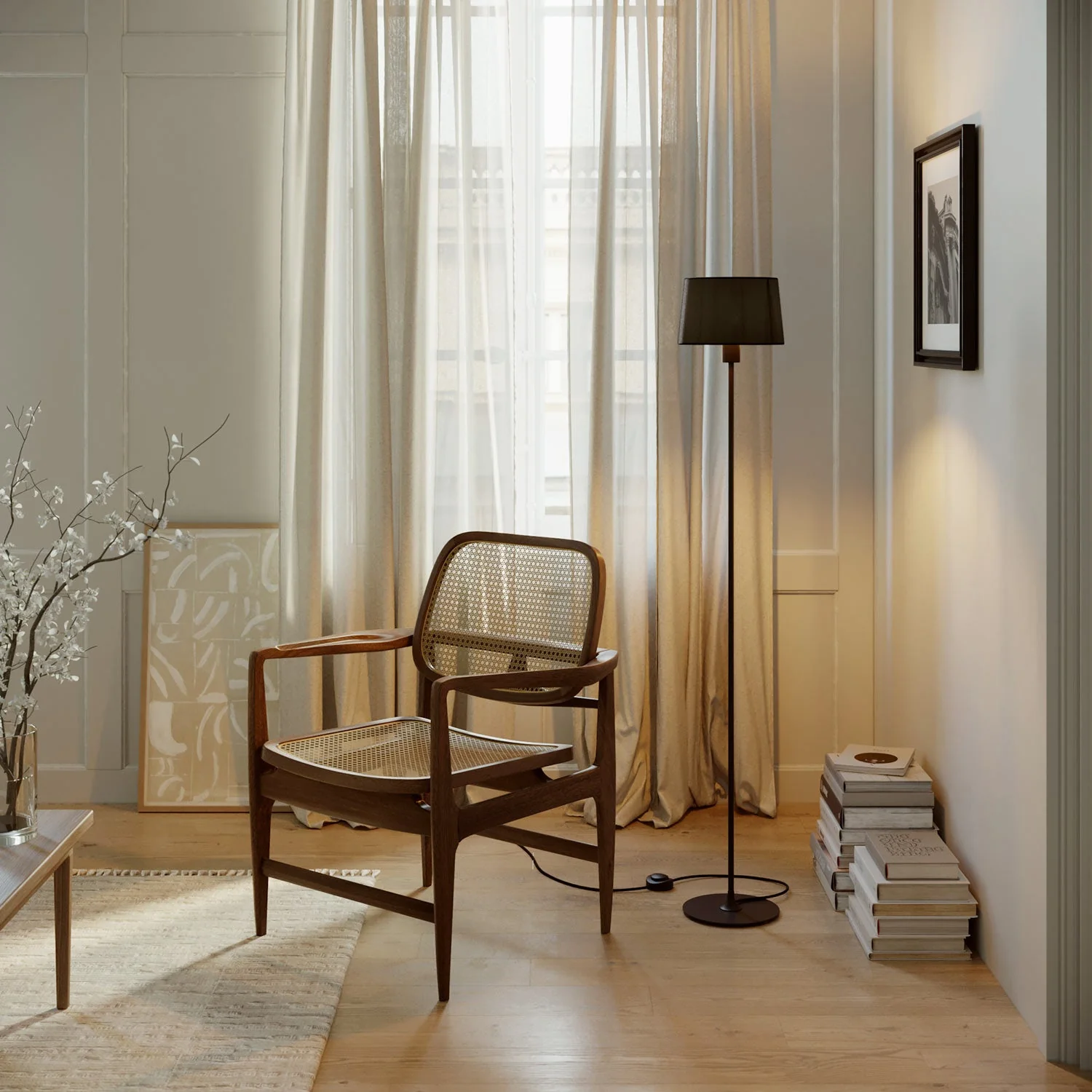 MAG-Y floor lamp with round metal base and lampshade fitting - Black - Image 2