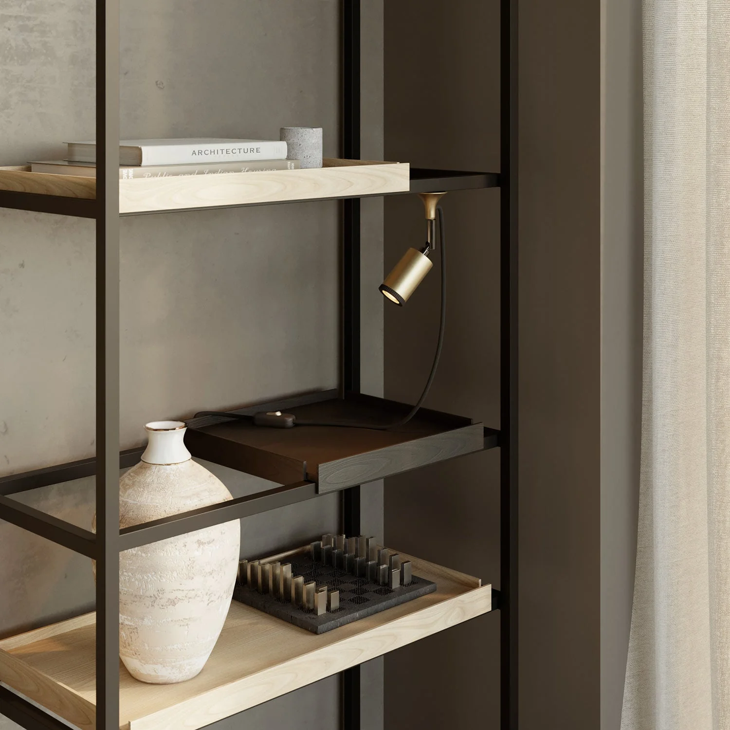 MAG-Y metal wall light with swivel joint and spotlight - Brushed bronze - Image 2