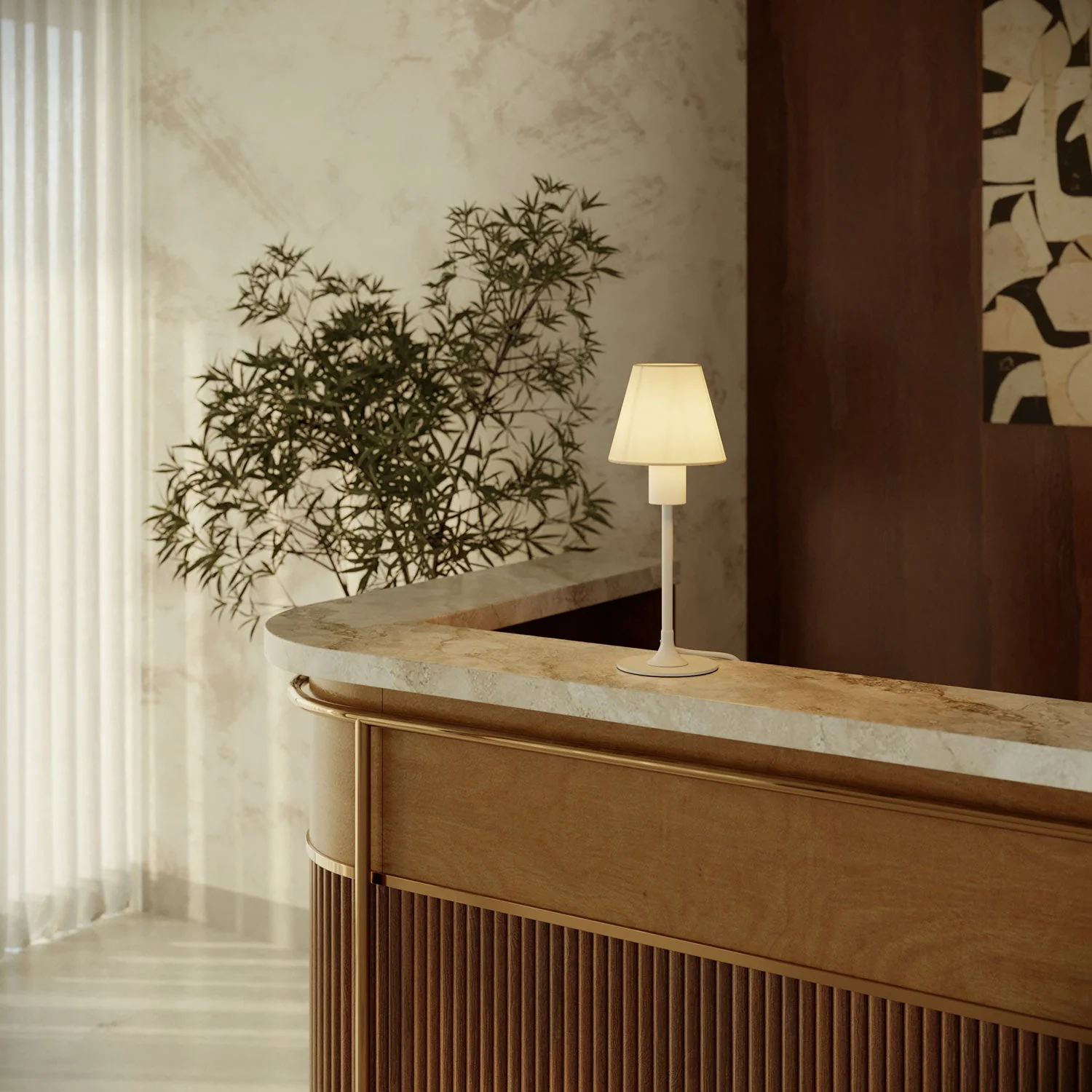 MAG-Y table lamp with canvas shade - Matt white - Image 2