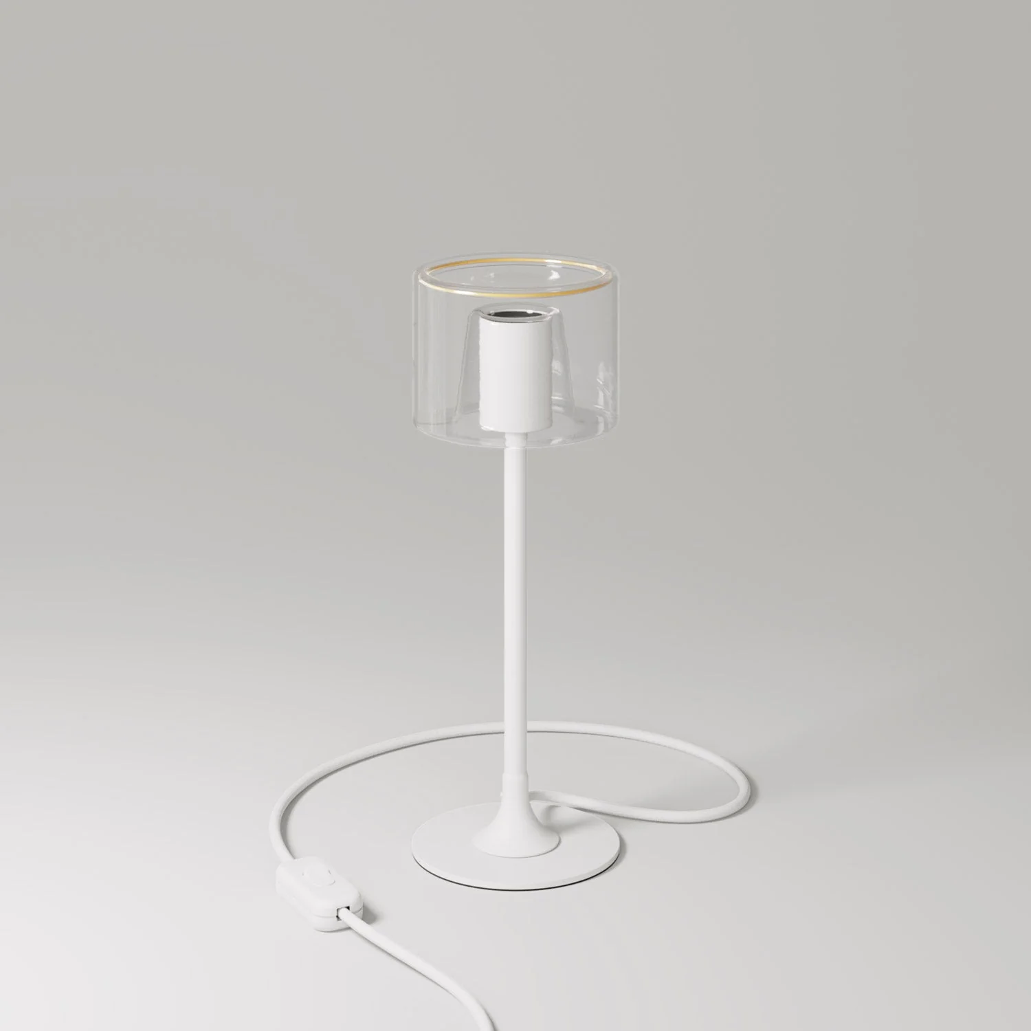 MAG-Y table lamp with round metal base and clear Ghost G03 bulb - Matt white - Image 3