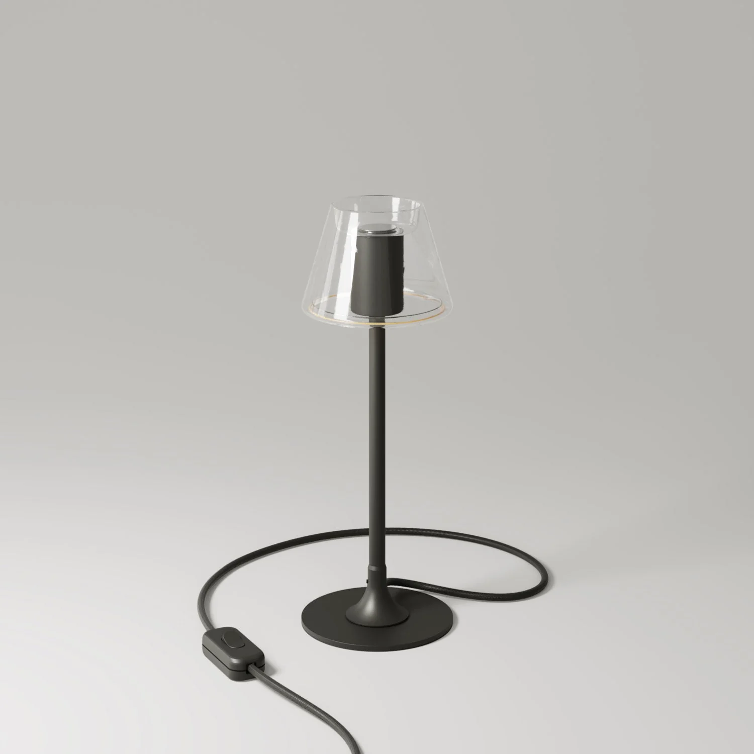 MAG-Y table lamp with round metal base and transparent Ghost Mini Cone bulb - Black - Image 3