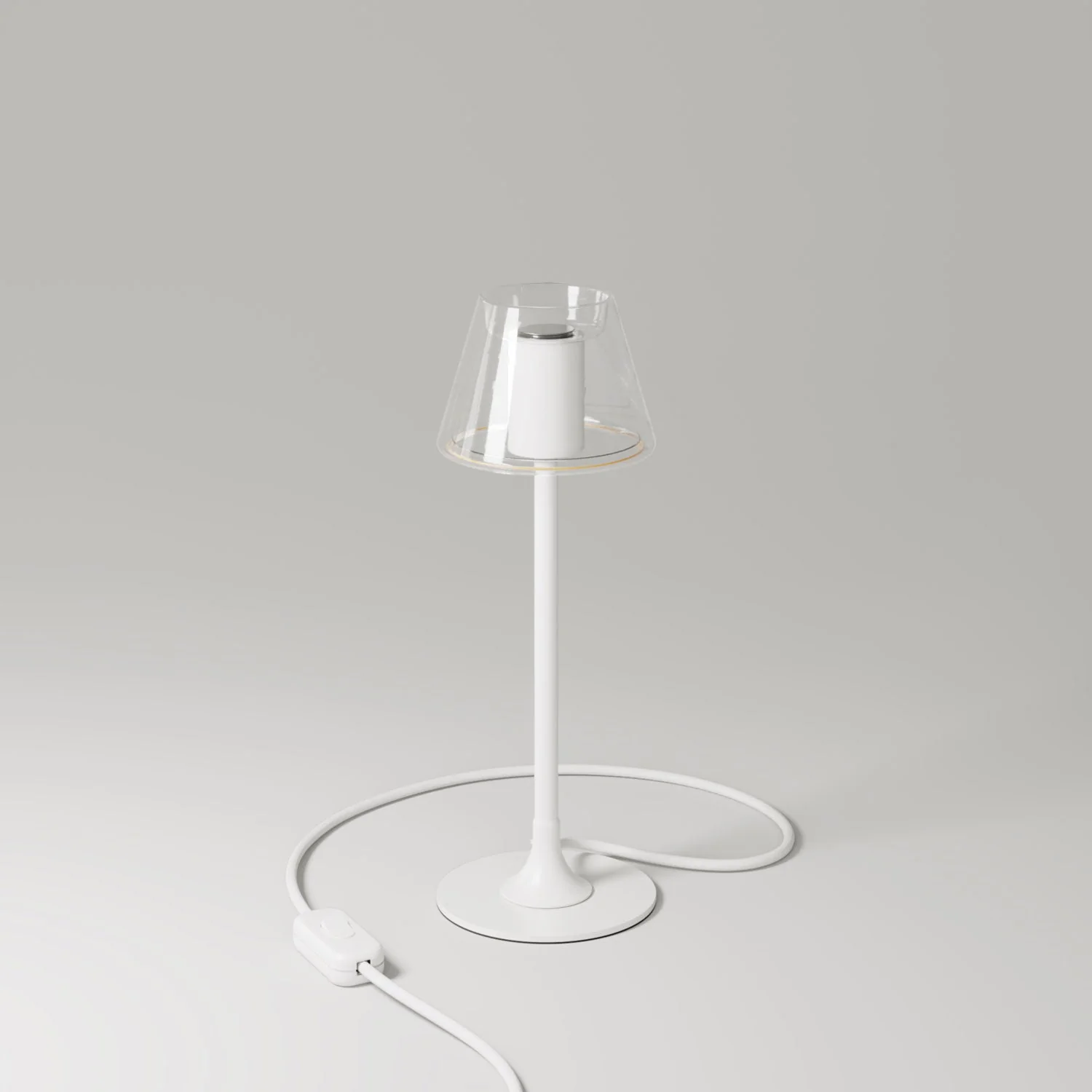 MAG-Y table lamp with round metal base and transparent Ghost Mini Cone bulb - Matt white - Image 3