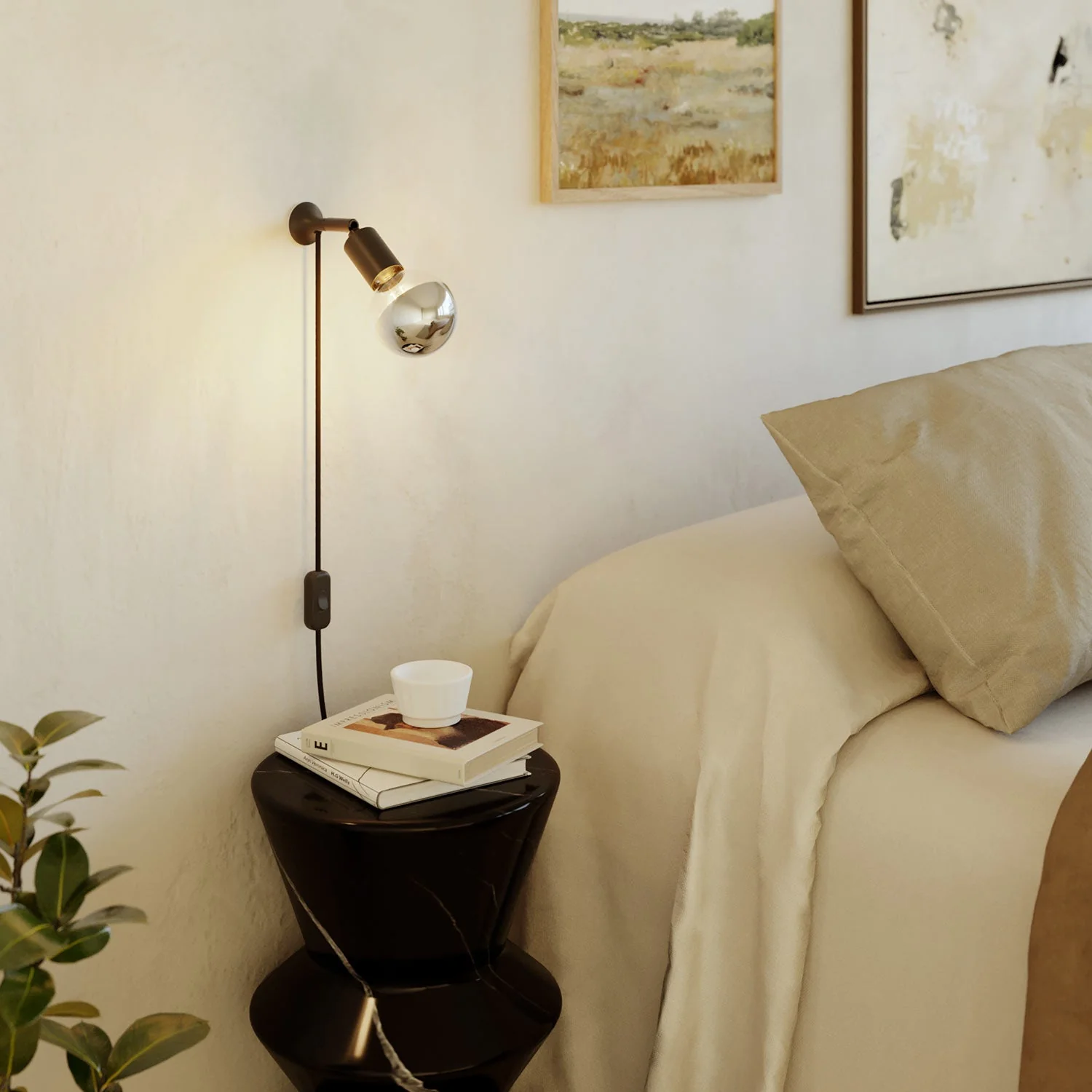 MAG-Y wall lamp with joint and metal dome bulb - Black - Image 2