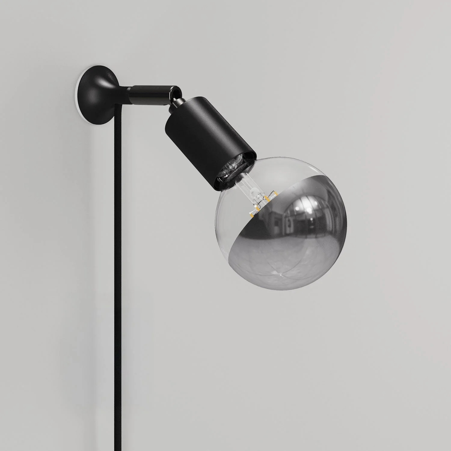 MAG-Y wall lamp with joint and metal dome bulb - Black - Image 3
