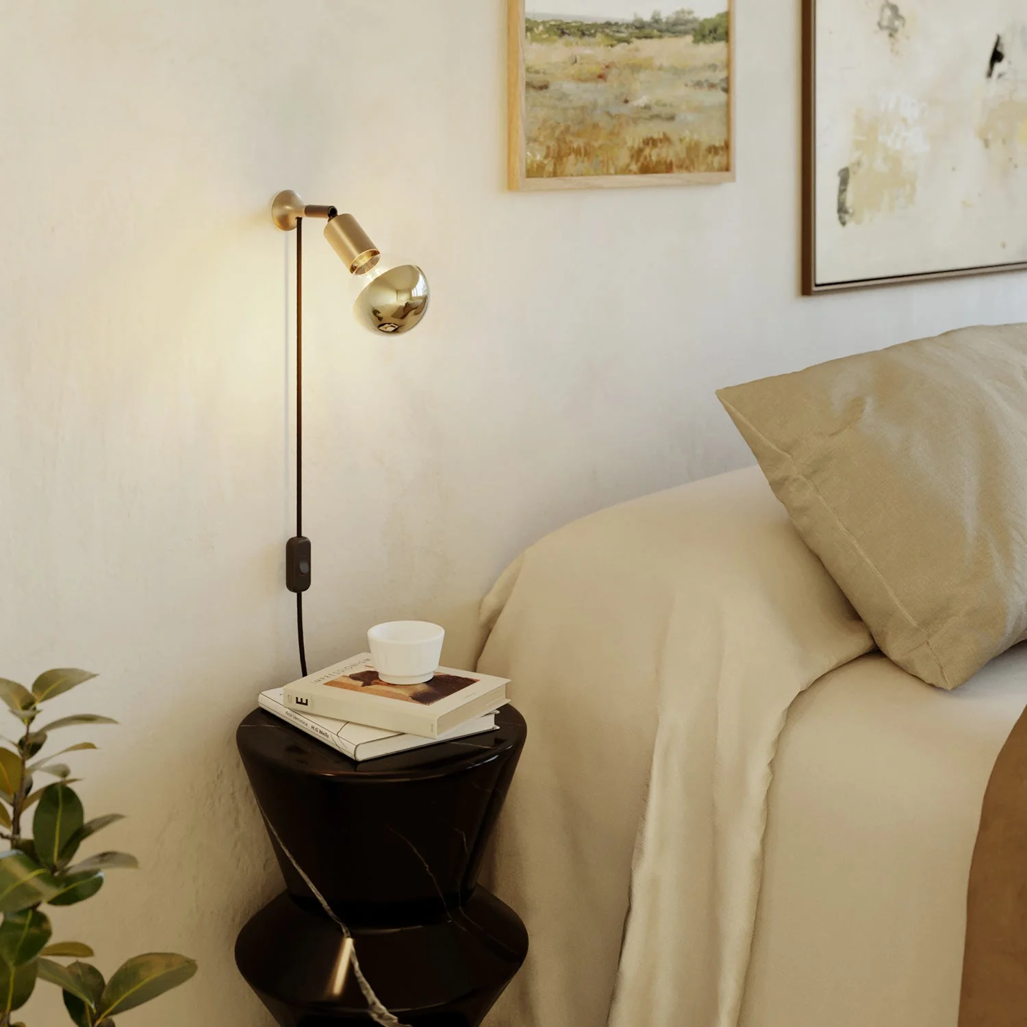 MAG-Y wall lamp with joint and metal dome bulb - Brushed bronze - Image 2