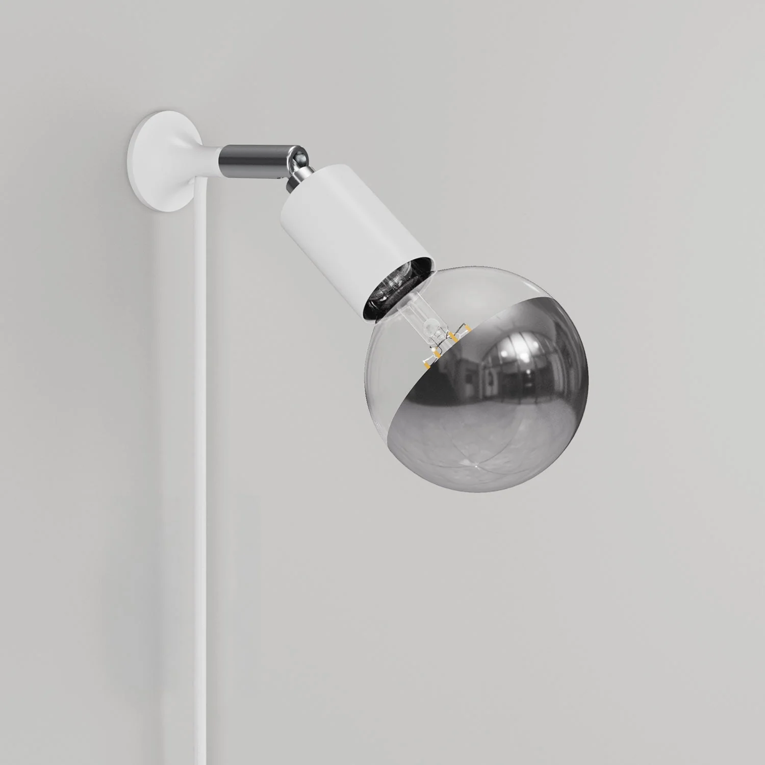 MAG-Y wall lamp with joint and metal dome bulb - Matt White - Image 3