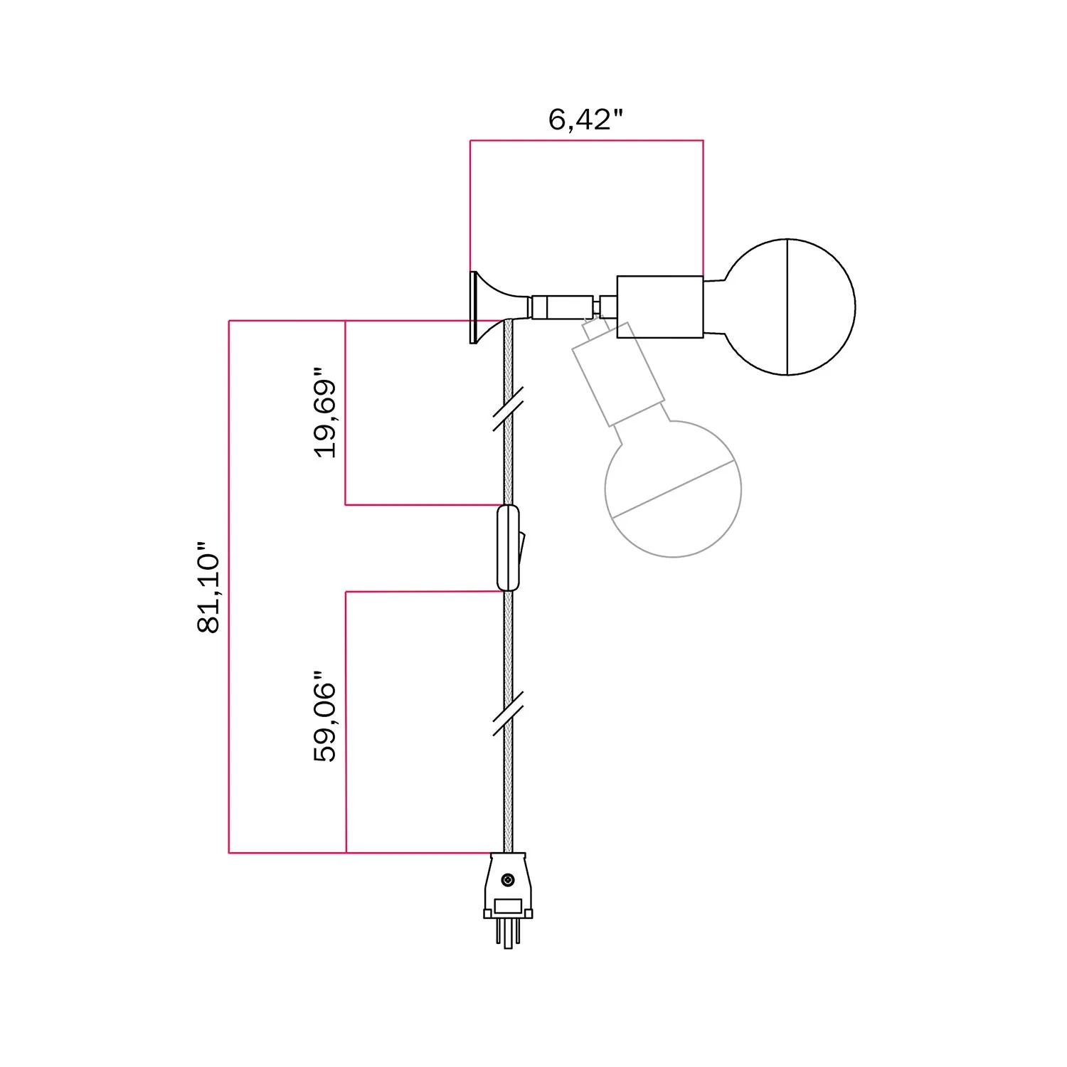 MAG-Y wall lamp with joint and metal dome bulb - Matt White - Image 6