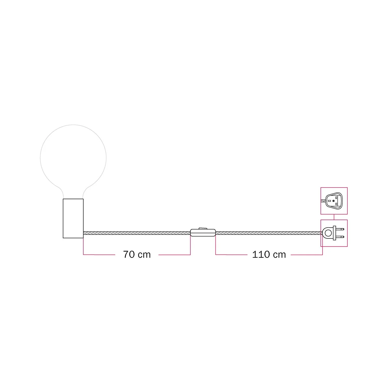 Magnetic plug-in lamp with E27 fitting and UK Plug - Orange - Image 3