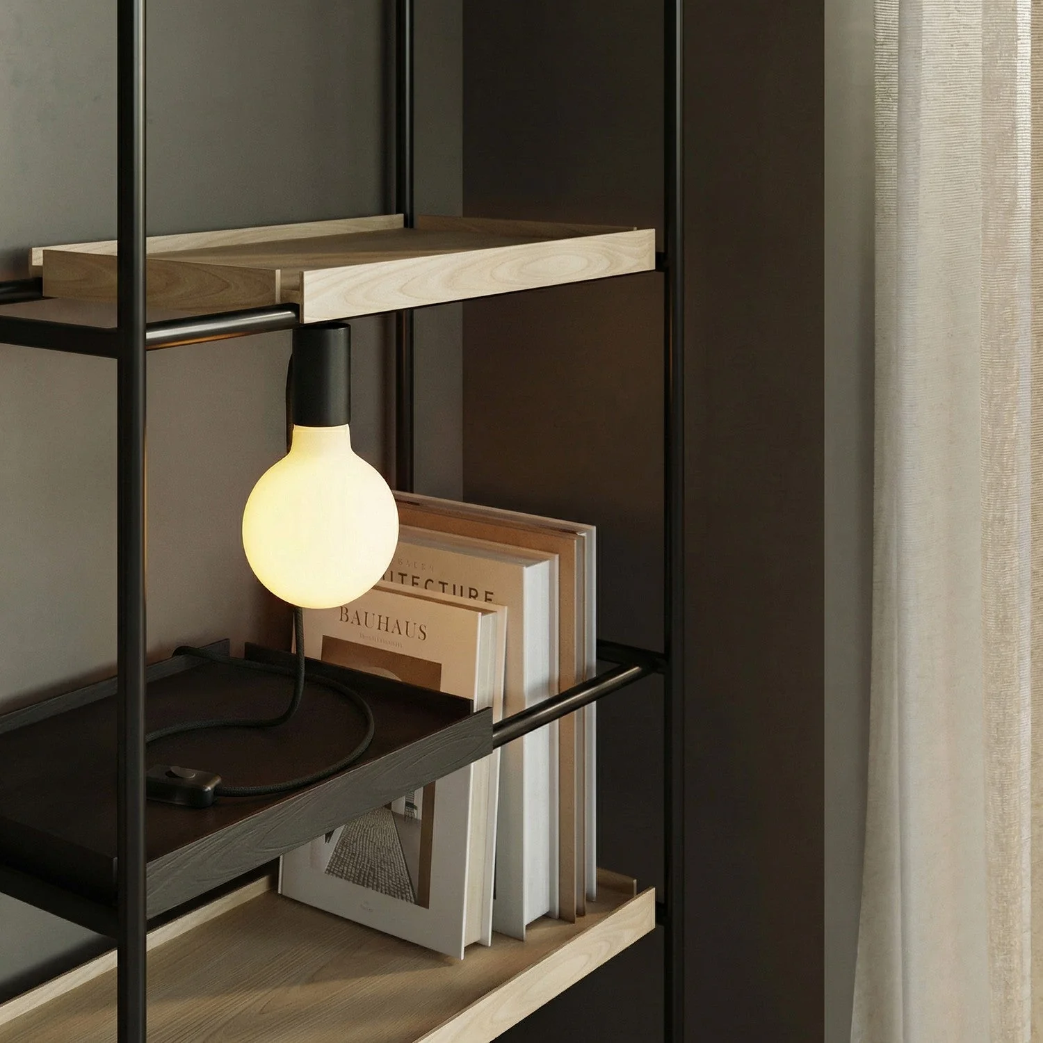 Magnetic plug-in lamp with E27 fitting - Black - Image 2