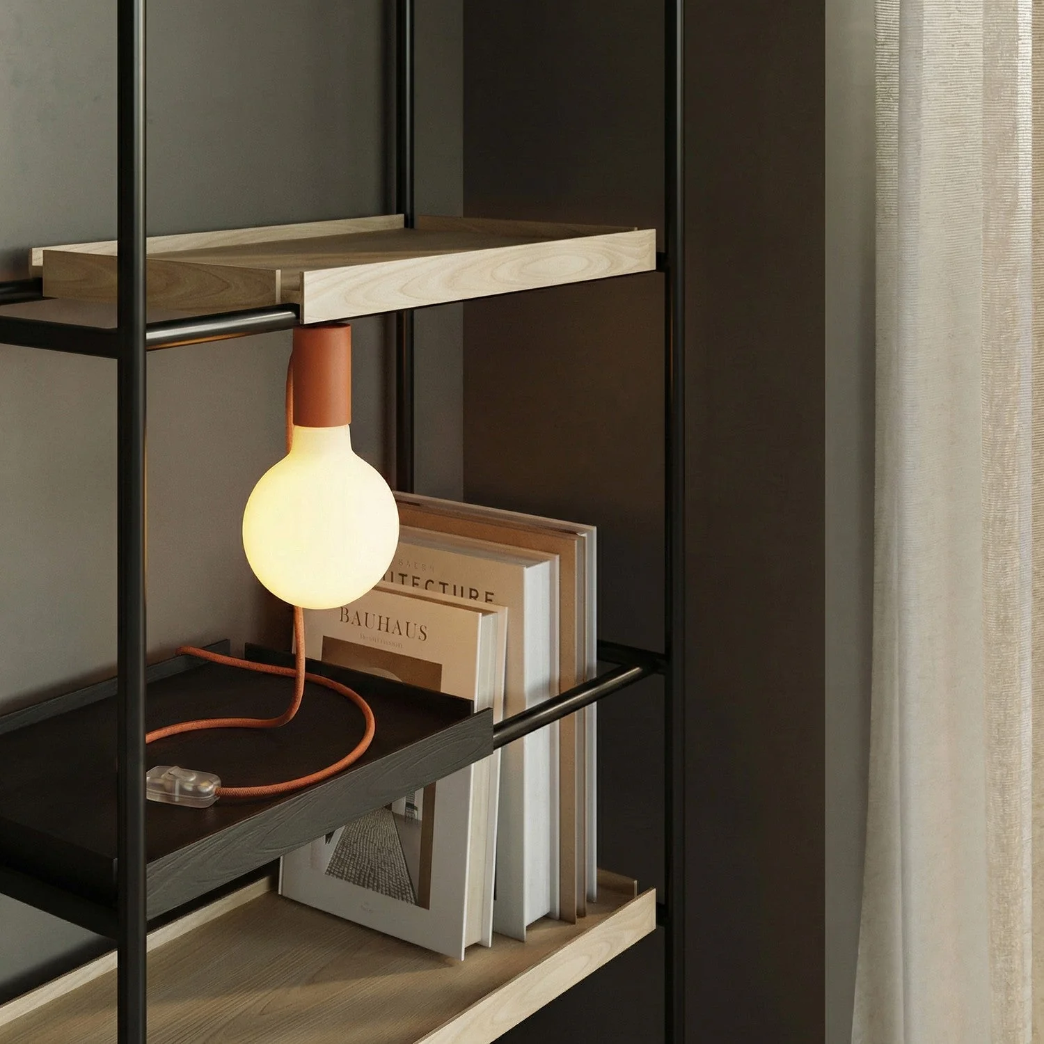 Magnetic plug-in lamp with E27 socket - Orange - Image 2