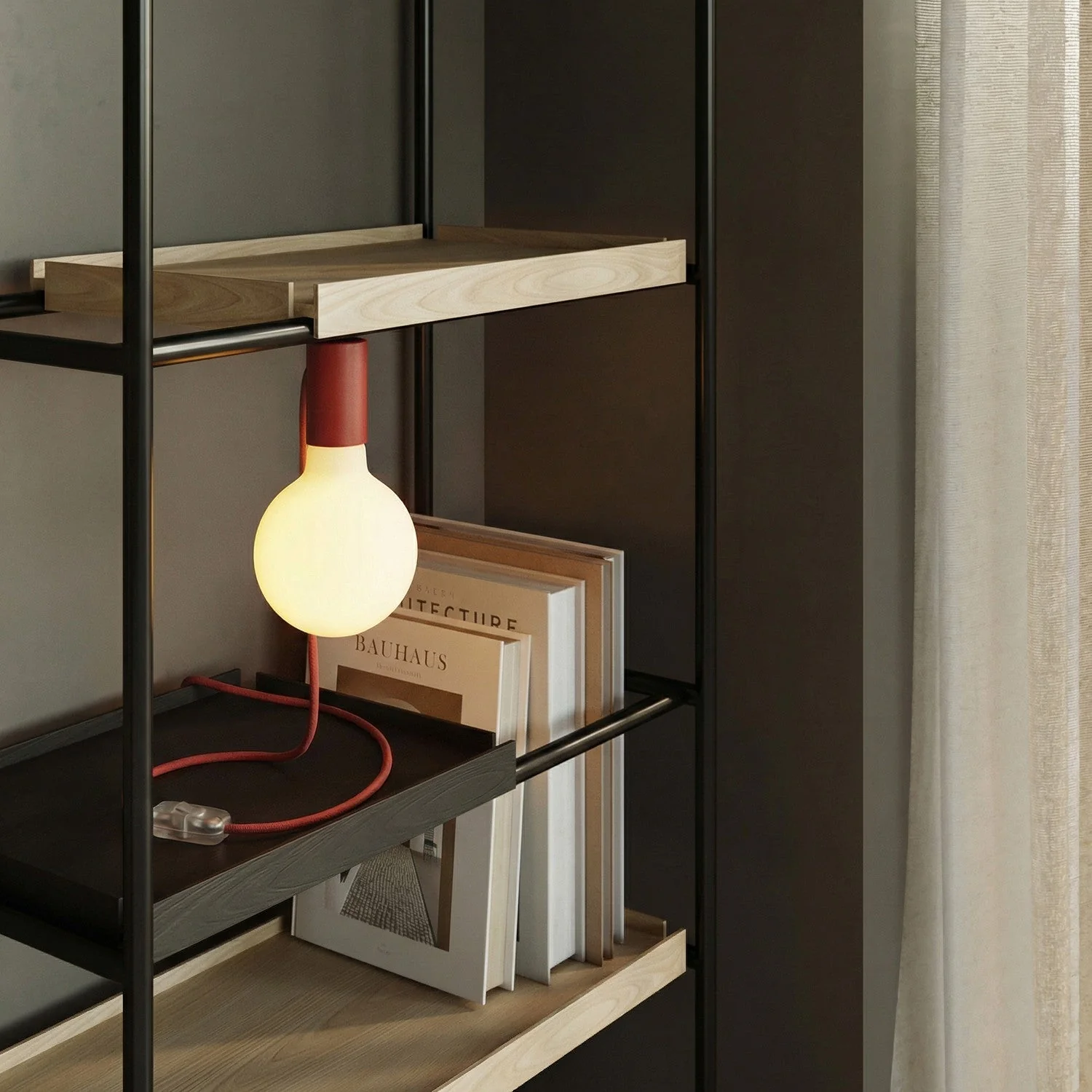 Magnetic plug-in lamp with E27 fitting and UK Plug - Red - Image 2