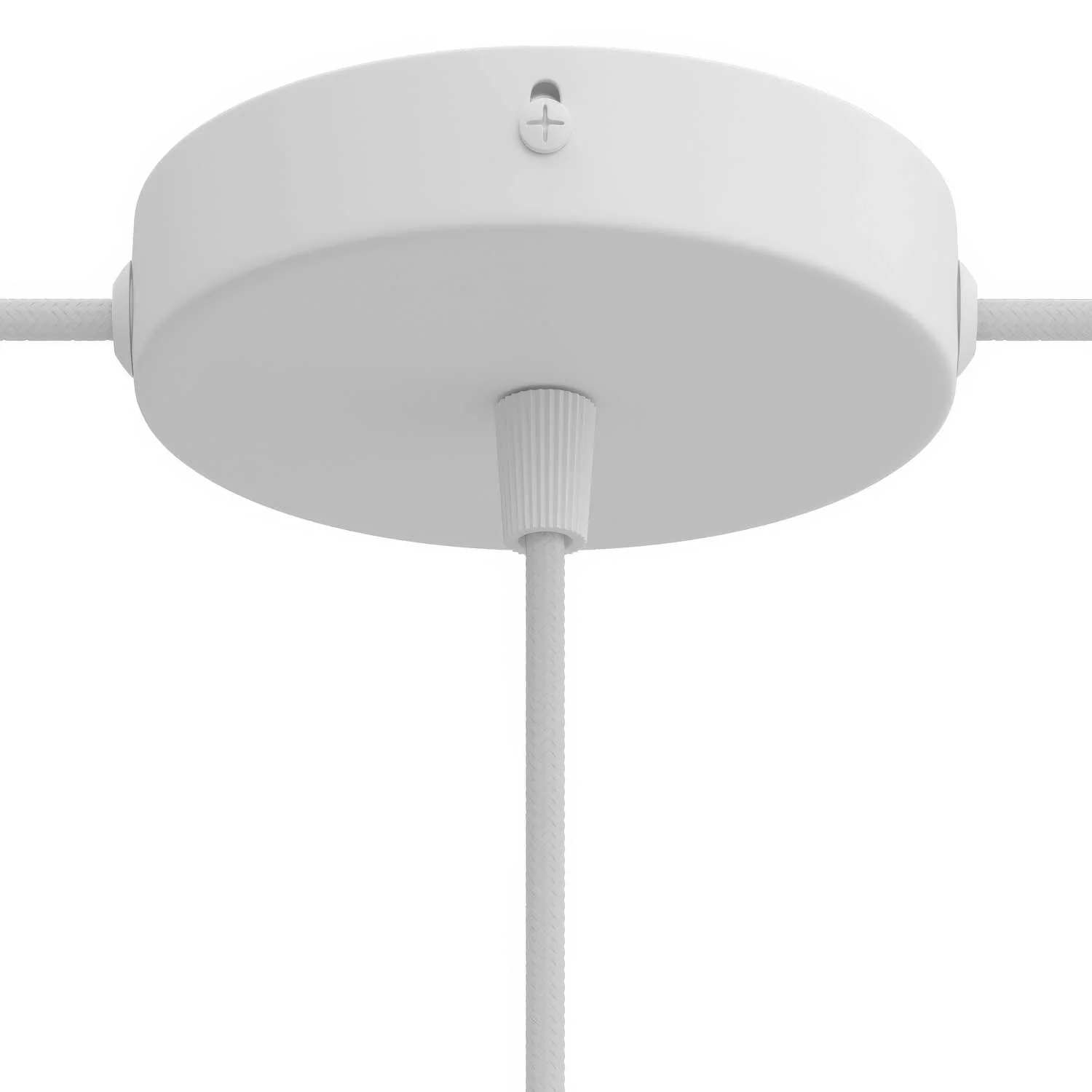 Cylindrical metal ceiling rose kit with 1 central hole and 2 side holes - Matt white