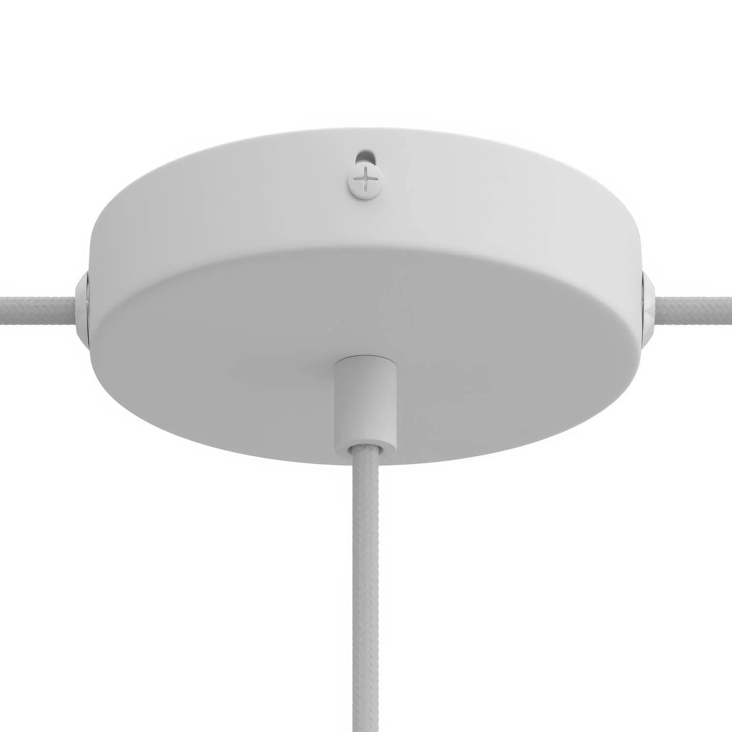 Cylindrical metal ceiling rose kit with 1 central hole and 2 side holes - Matt white - Image 6