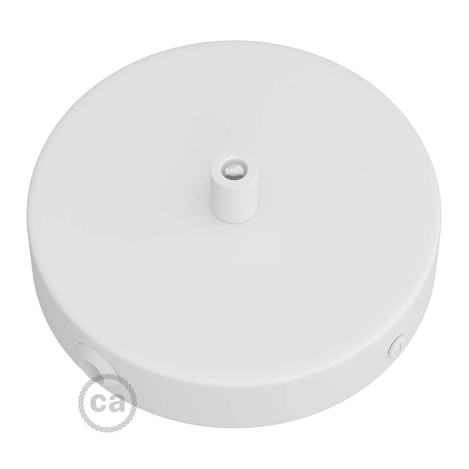 Cylindrical metal ceiling rose kit with 1 central hole and 2 side holes - Matt white - Image 7