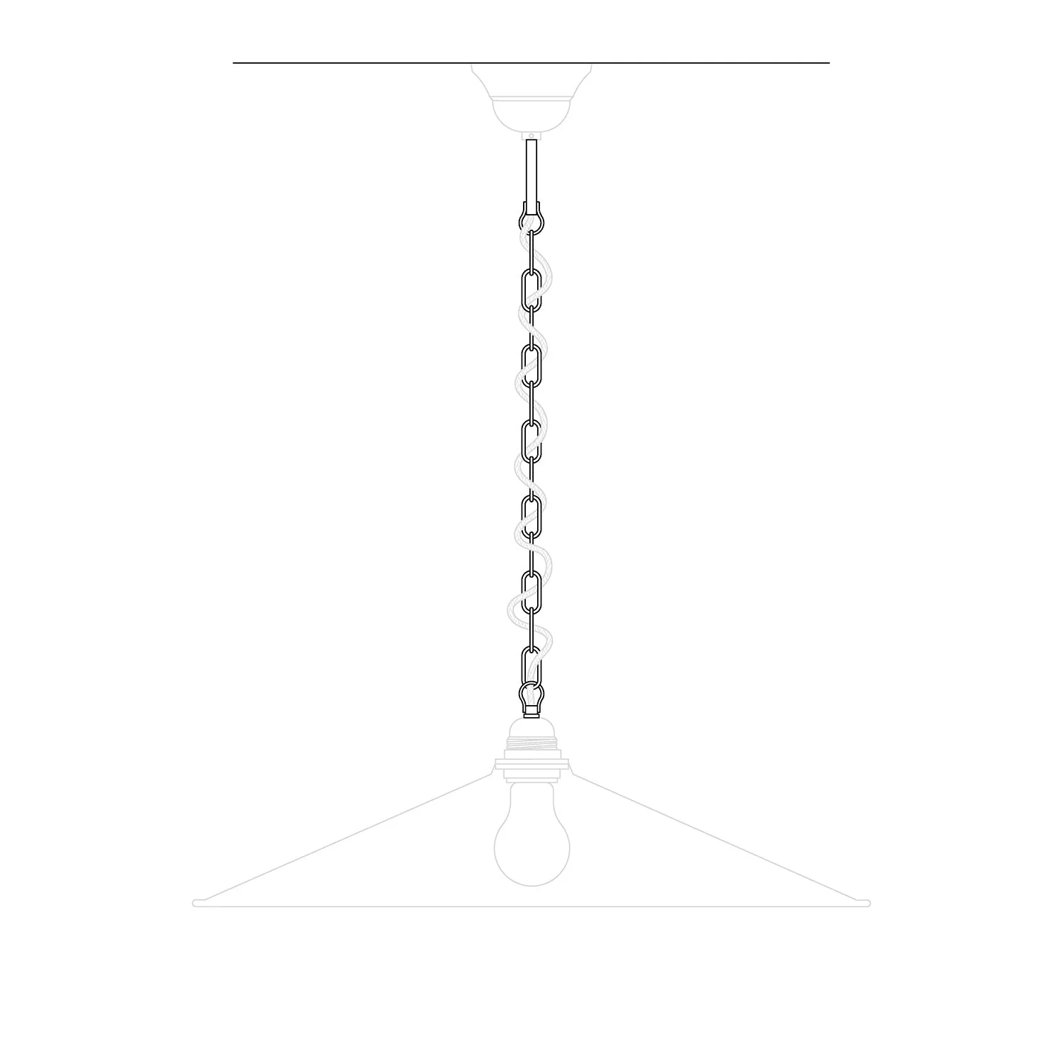 Mechanical suspension kit with Genoese iron chain – 50 cm chain, rod and hook M10x1 - Image 5