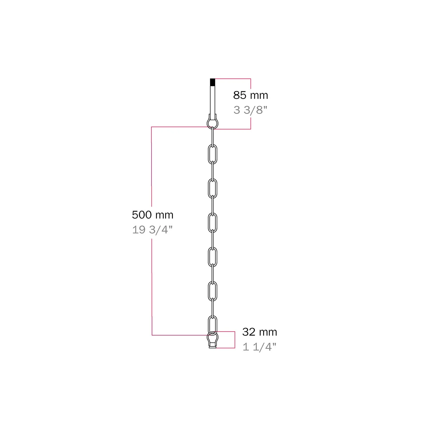 Mechanical suspension kit with Genoese iron chain – 50 cm chain, rod and hook M10x1 - Image 6