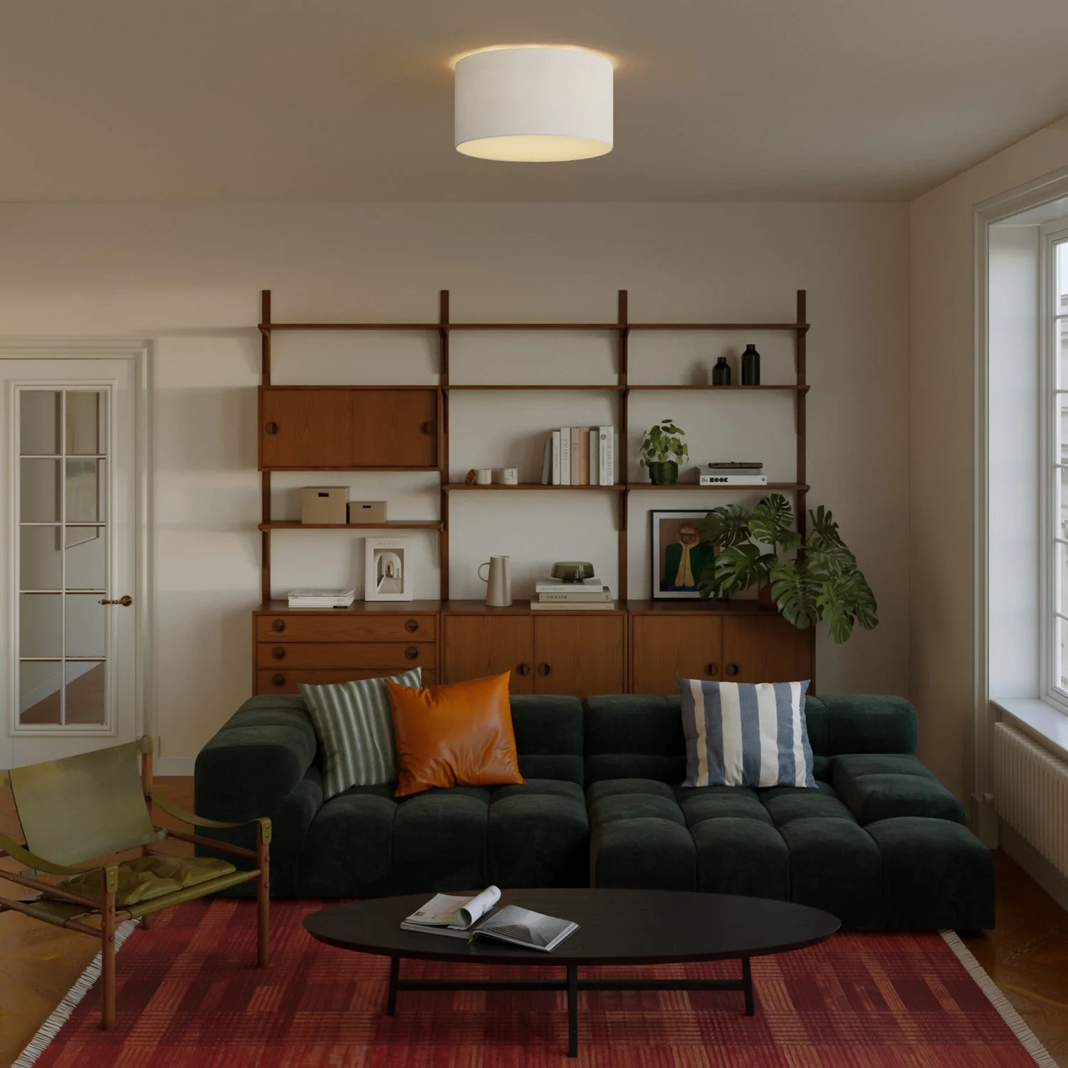 Medium ceiling light in raw linen fabric - Made in Italy - Image 2