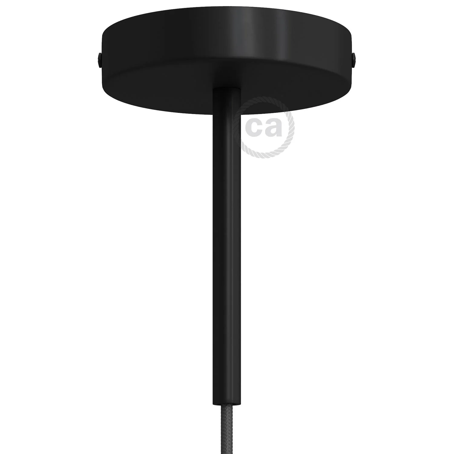 Cylindrical metal ceiling rose kit with 15 cm cable clamp - Black