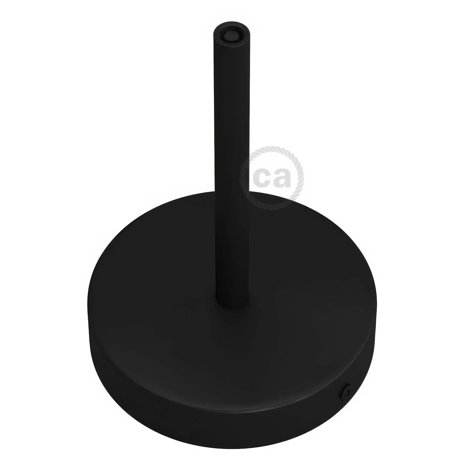 Cylindrical metal ceiling rose kit with 15 cm cable clamp - Black - Image 2
