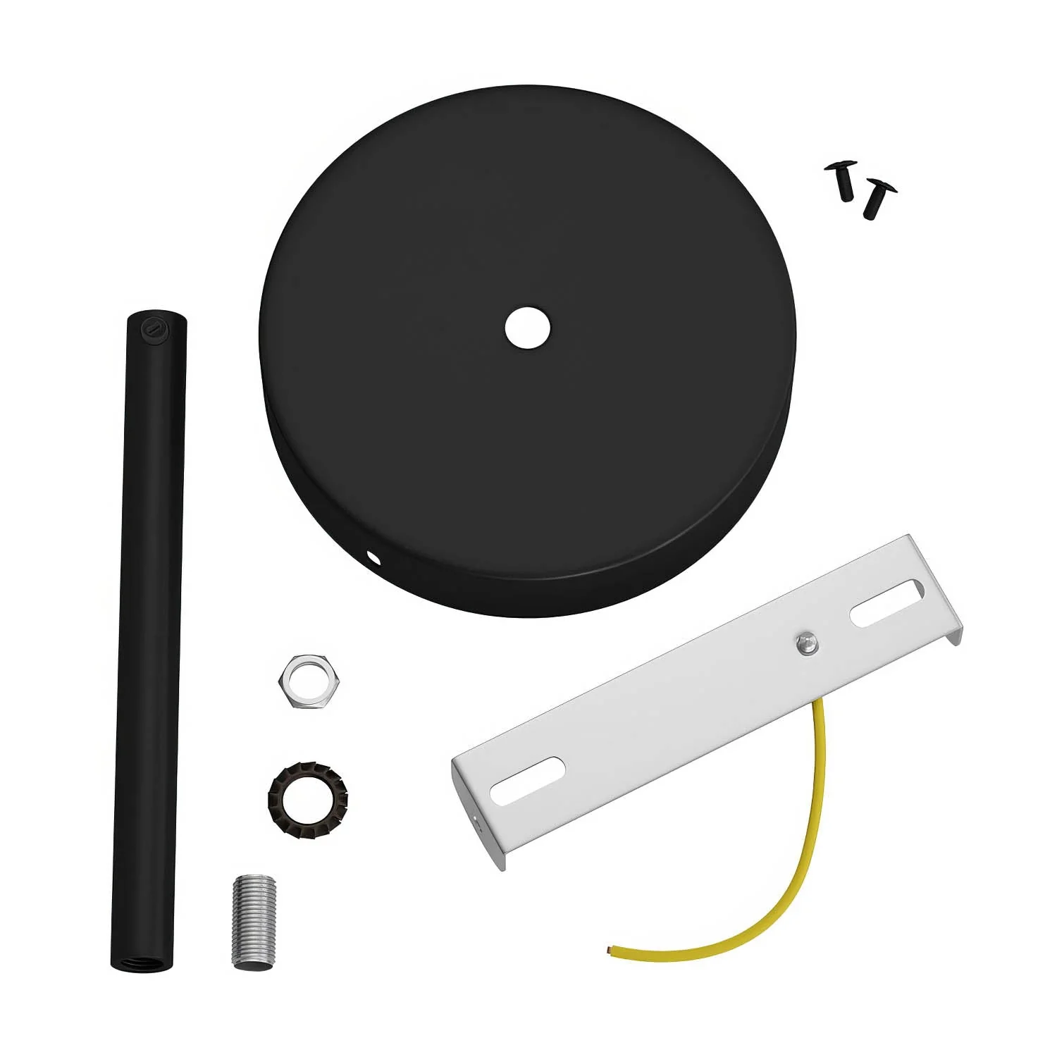 Cylindrical metal ceiling rose kit with 15 cm cable clamp - Black - Image 3