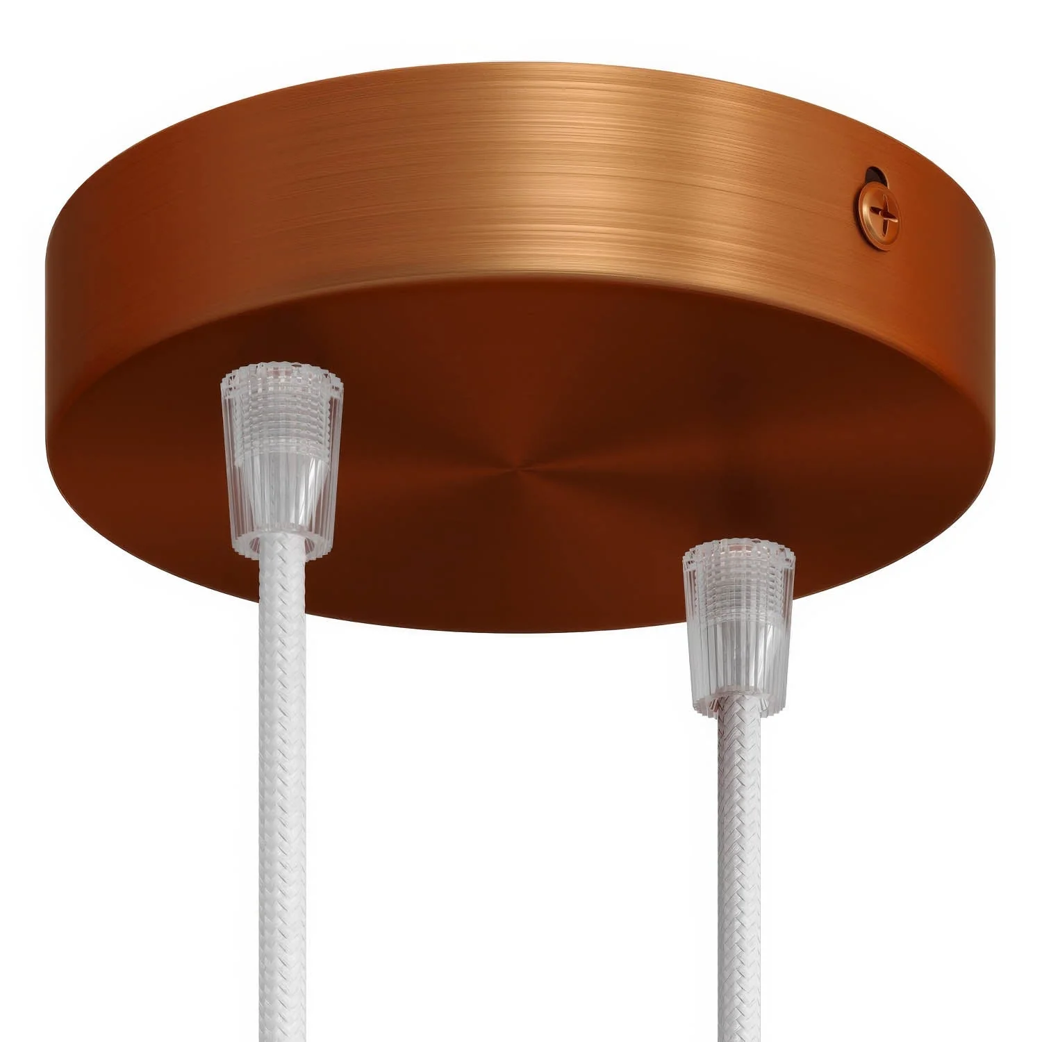 Cylindrical metal ceiling rose kit with 2 holes - Satin copper