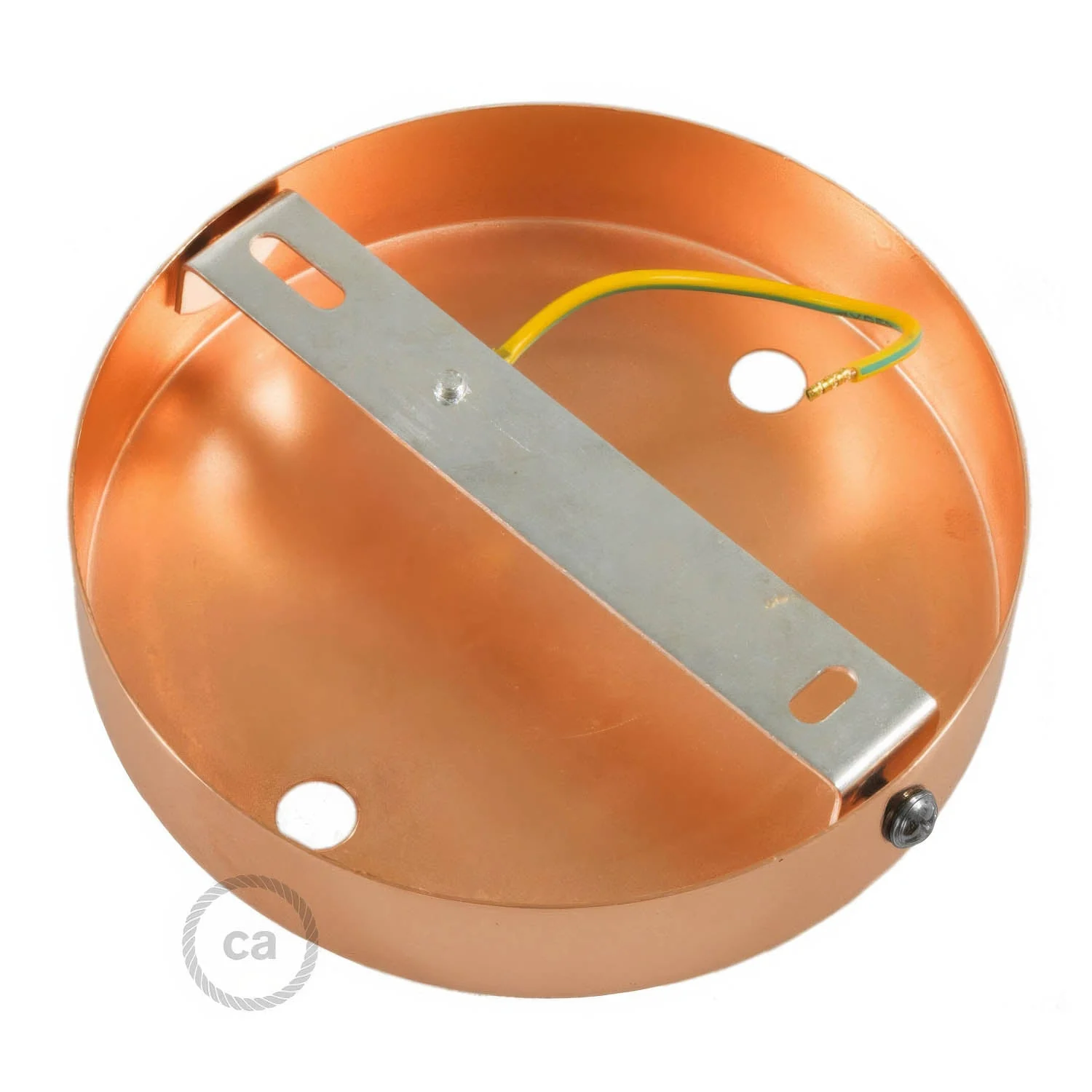 Cylindrical metal ceiling rose kit with 2 holes - Satin copper - Image 4