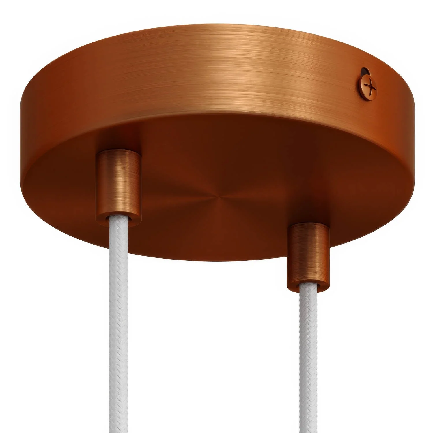Cylindrical metal ceiling rose kit with 2 holes - Satin copper - Image 6
