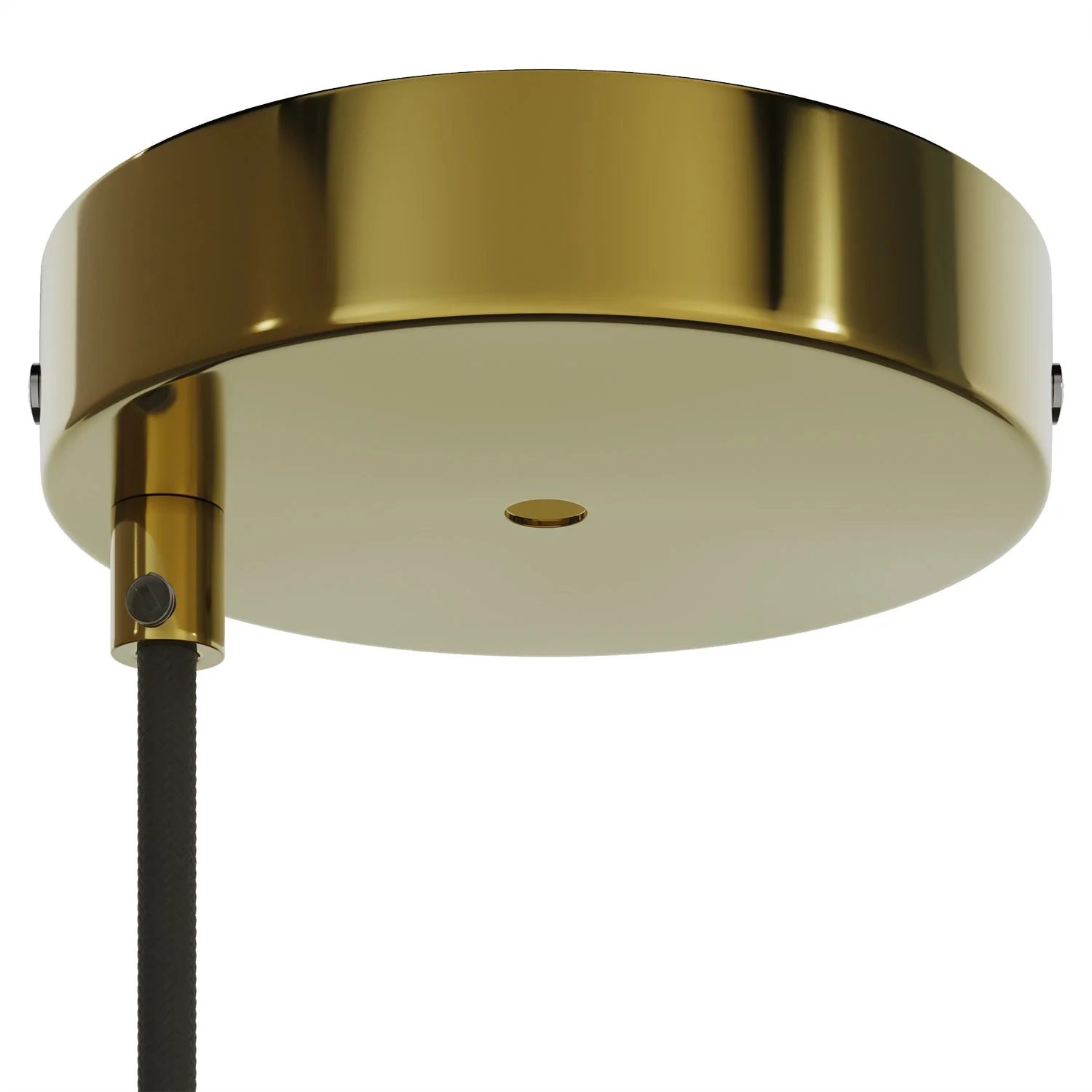 Cylindrical ceiling canopy kit in metal Ø 120 mm with 2 central and offset holes - Brass