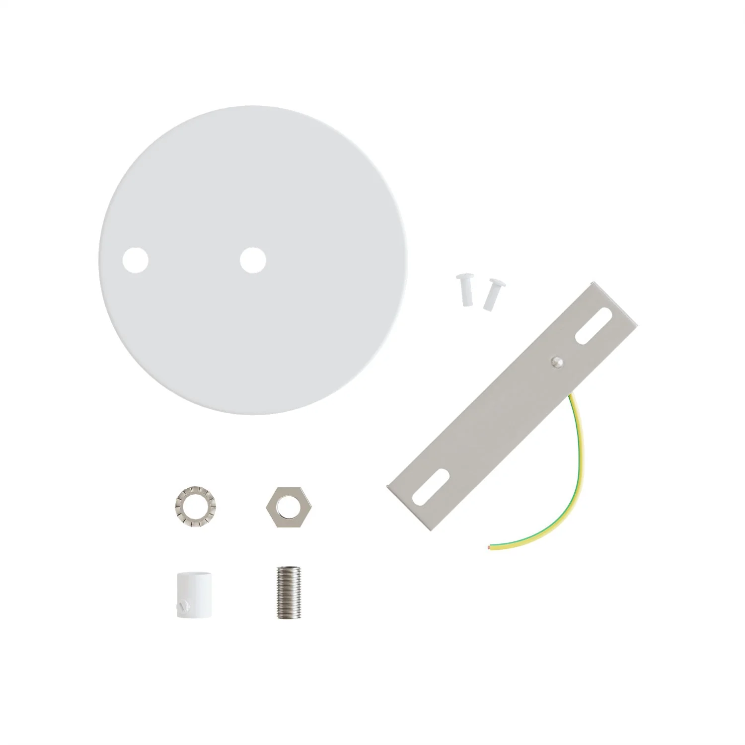 Cylindrical metal Ceiling canopy kit Ø 120 mm with 2 central and offset holes – Matt White - Image 3