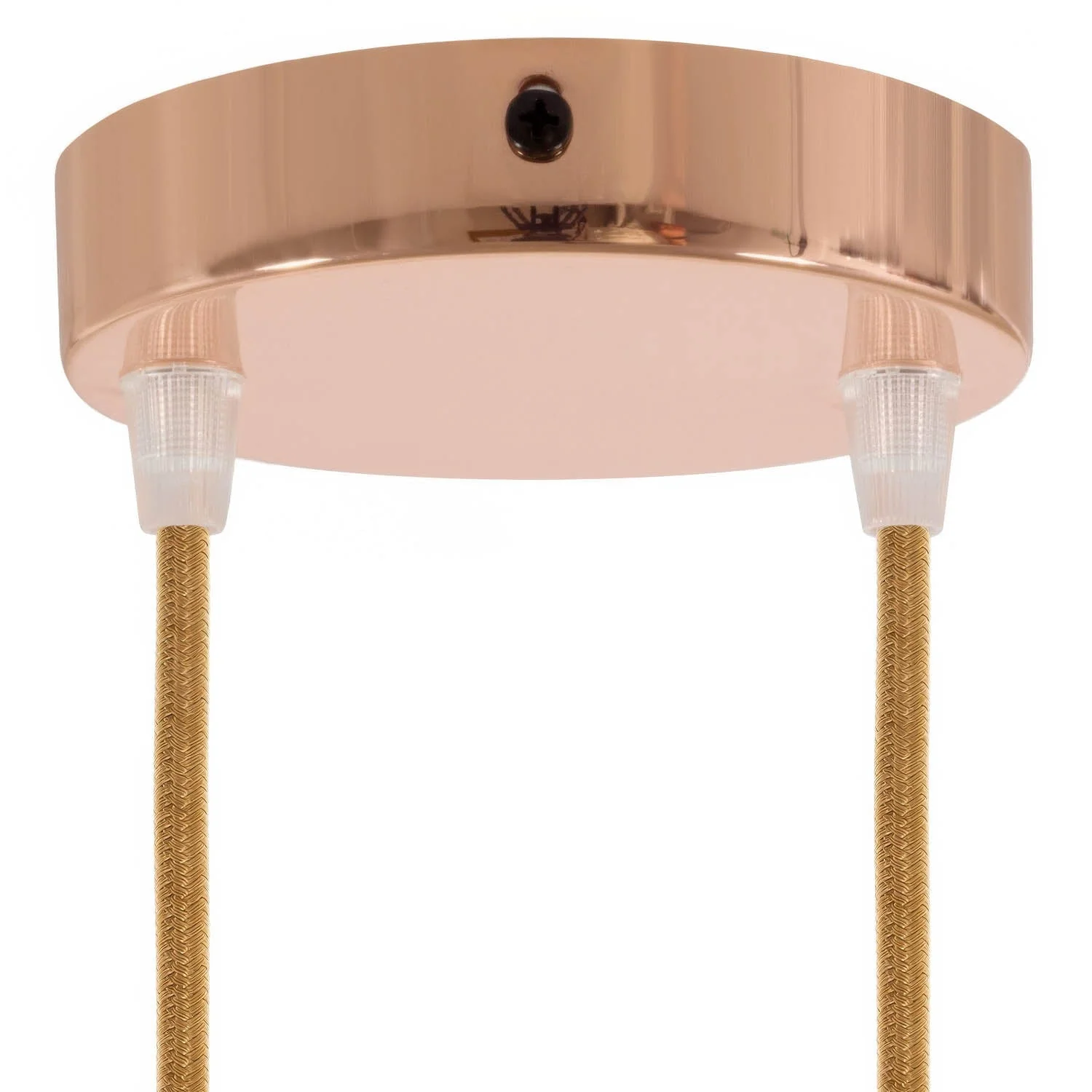 Cylindrical metal ceiling rose kit with 2 holes - Copper