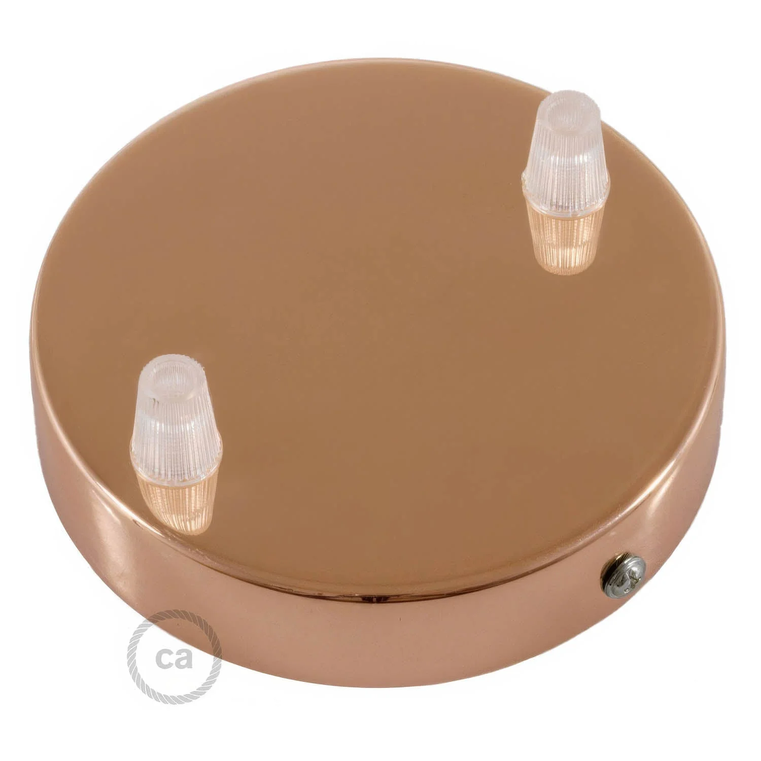Cylindrical metal ceiling rose kit with 2 holes - Copper - Image 2