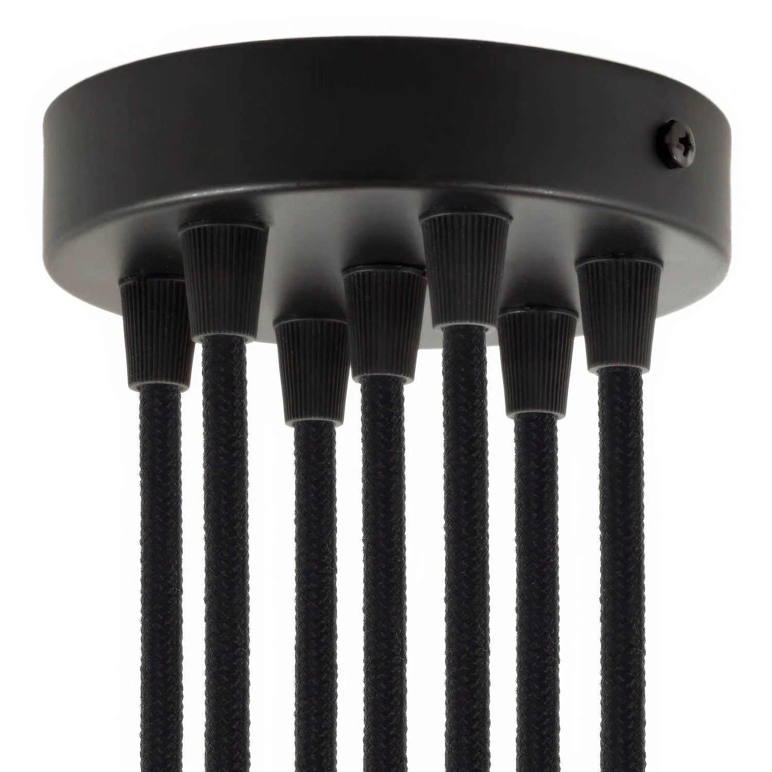 Cylindrical ceiling rose kit in metal with 7 holes - Black