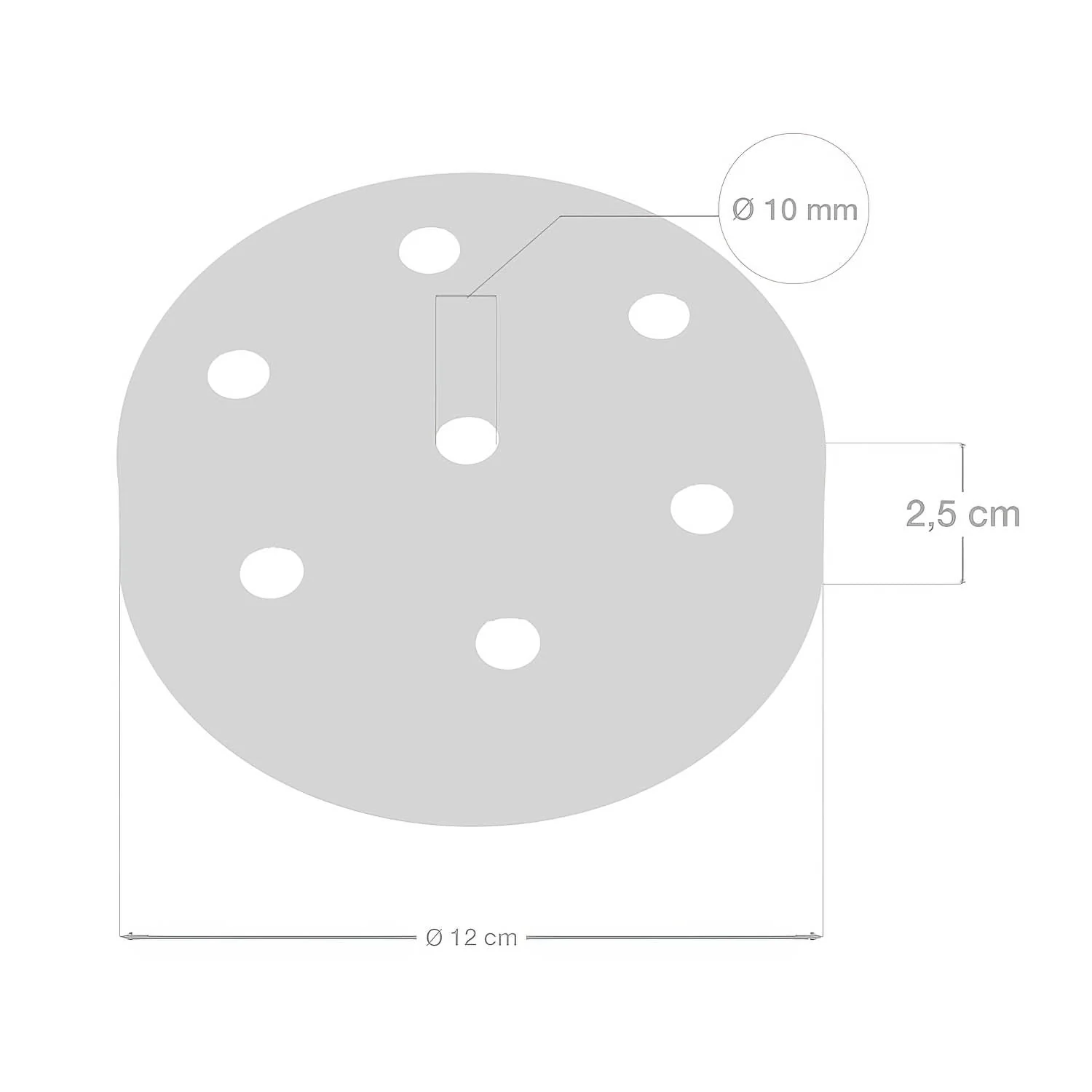 Cylindrical ceiling rose kit in metal with 7 holes - Black - Image 5