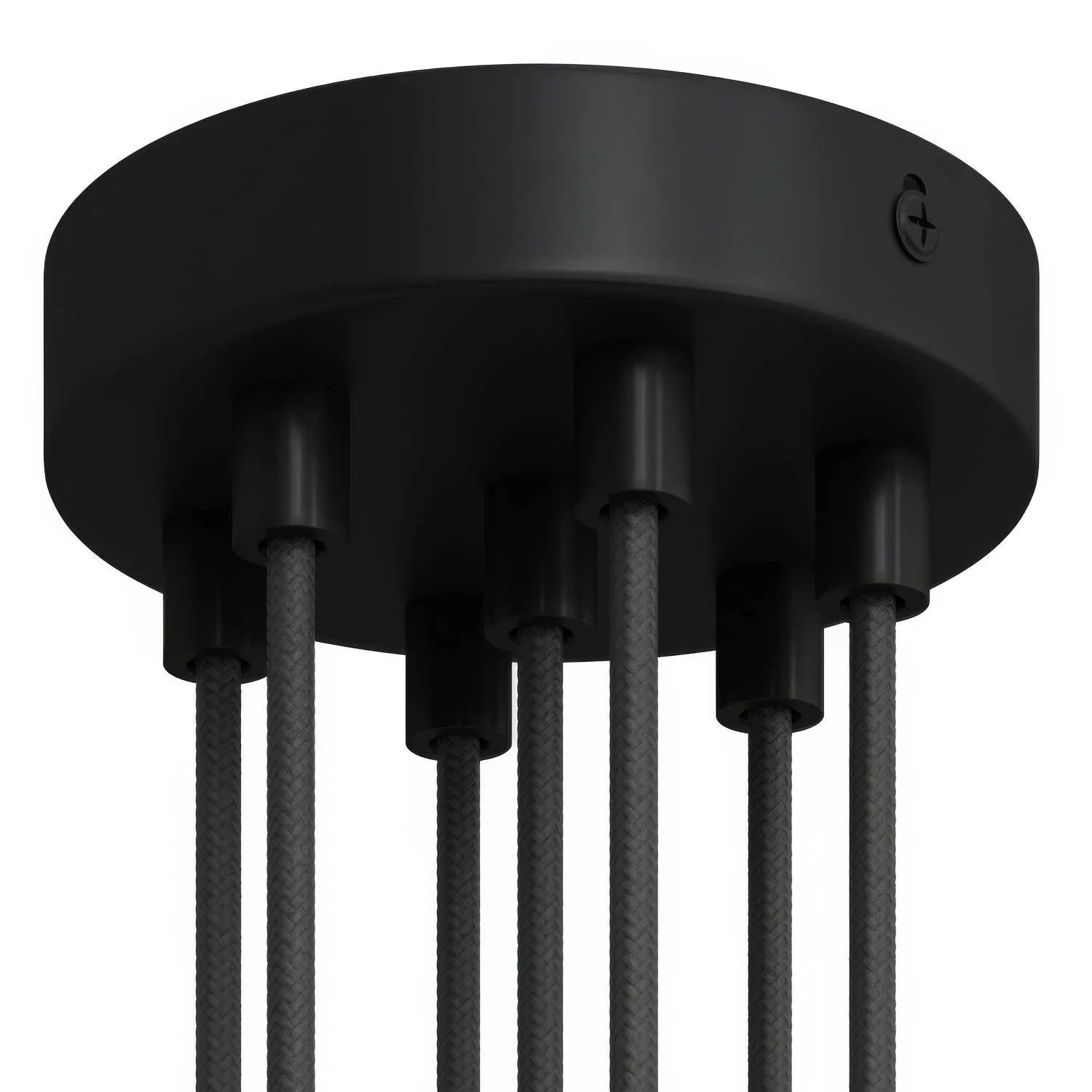Cylindrical ceiling rose kit in metal with 7 holes - Black - Image 6