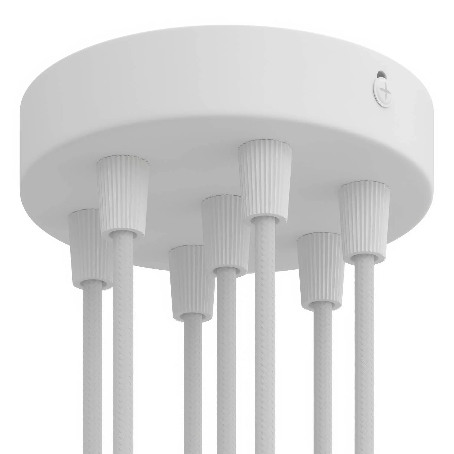 7-hole cylindrical metal ceiling rose kit - Matt white