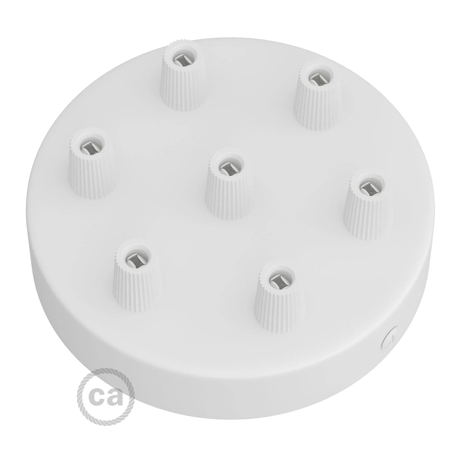 7-hole cylindrical metal ceiling rose kit - Matt white - Image 2
