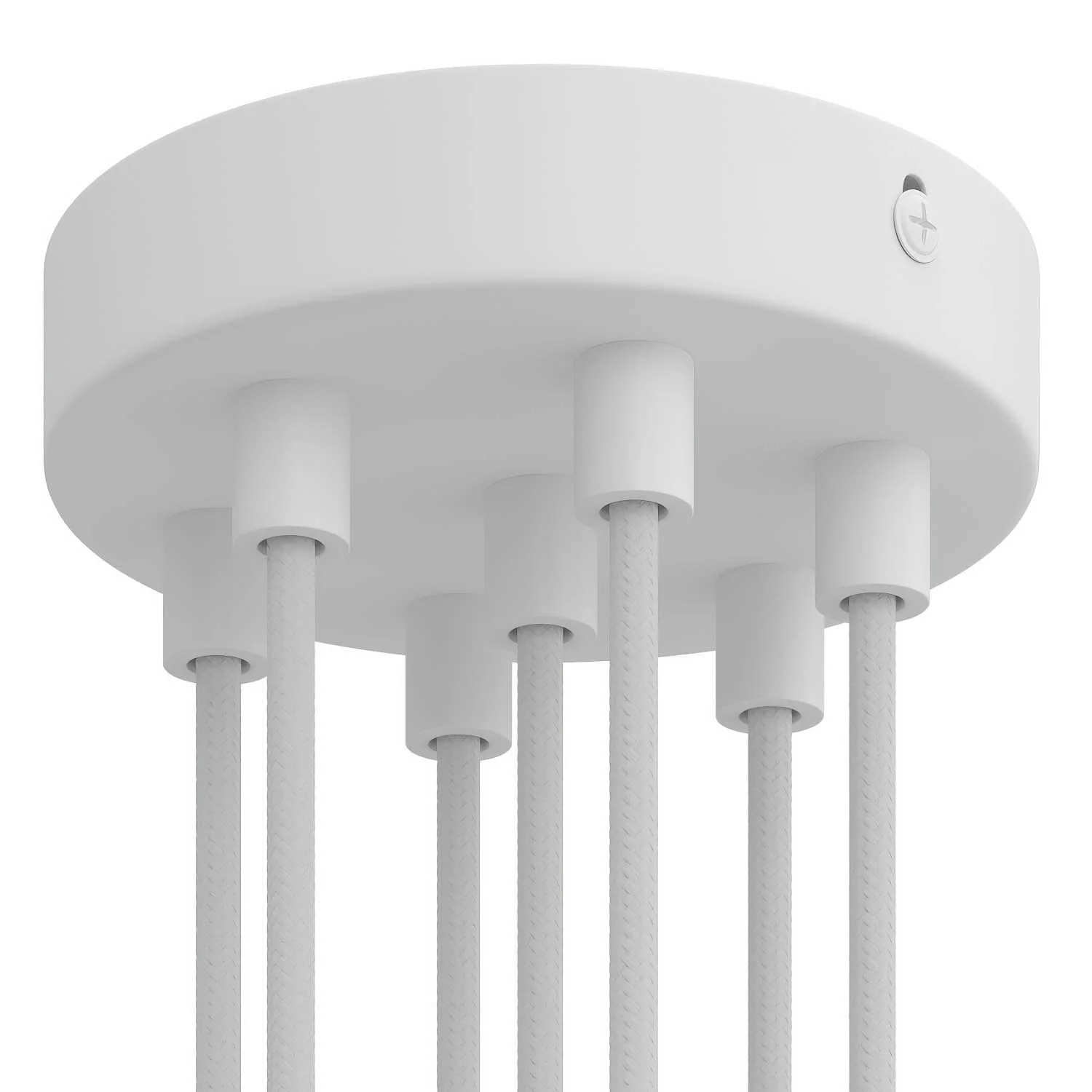 7-hole cylindrical metal ceiling rose kit - Matt white - Image 6