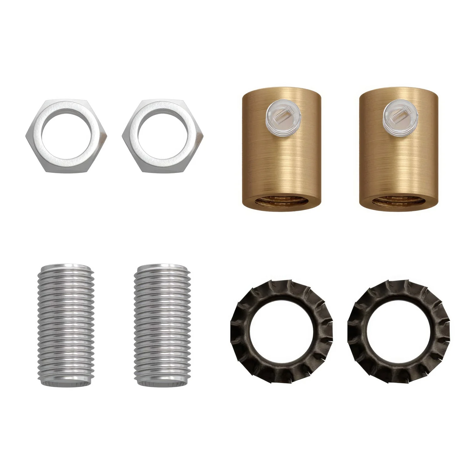 Cylindrical metal cable clamp complete with rod, nut and washer - Satin Bronze - Image 4