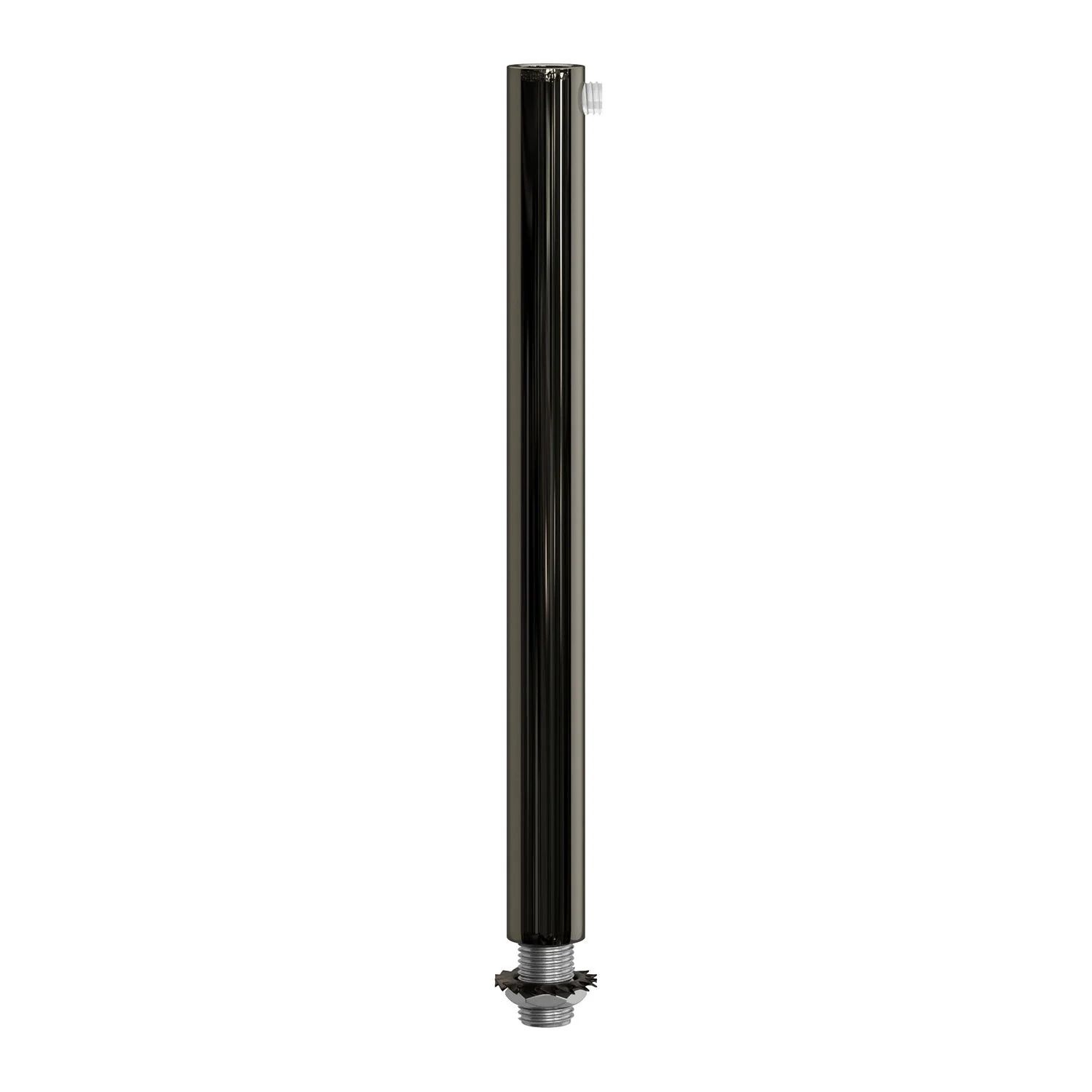 Cylindrical metal cable clamp, length 15 cm, complete with rod, nut and washer - Pearl black