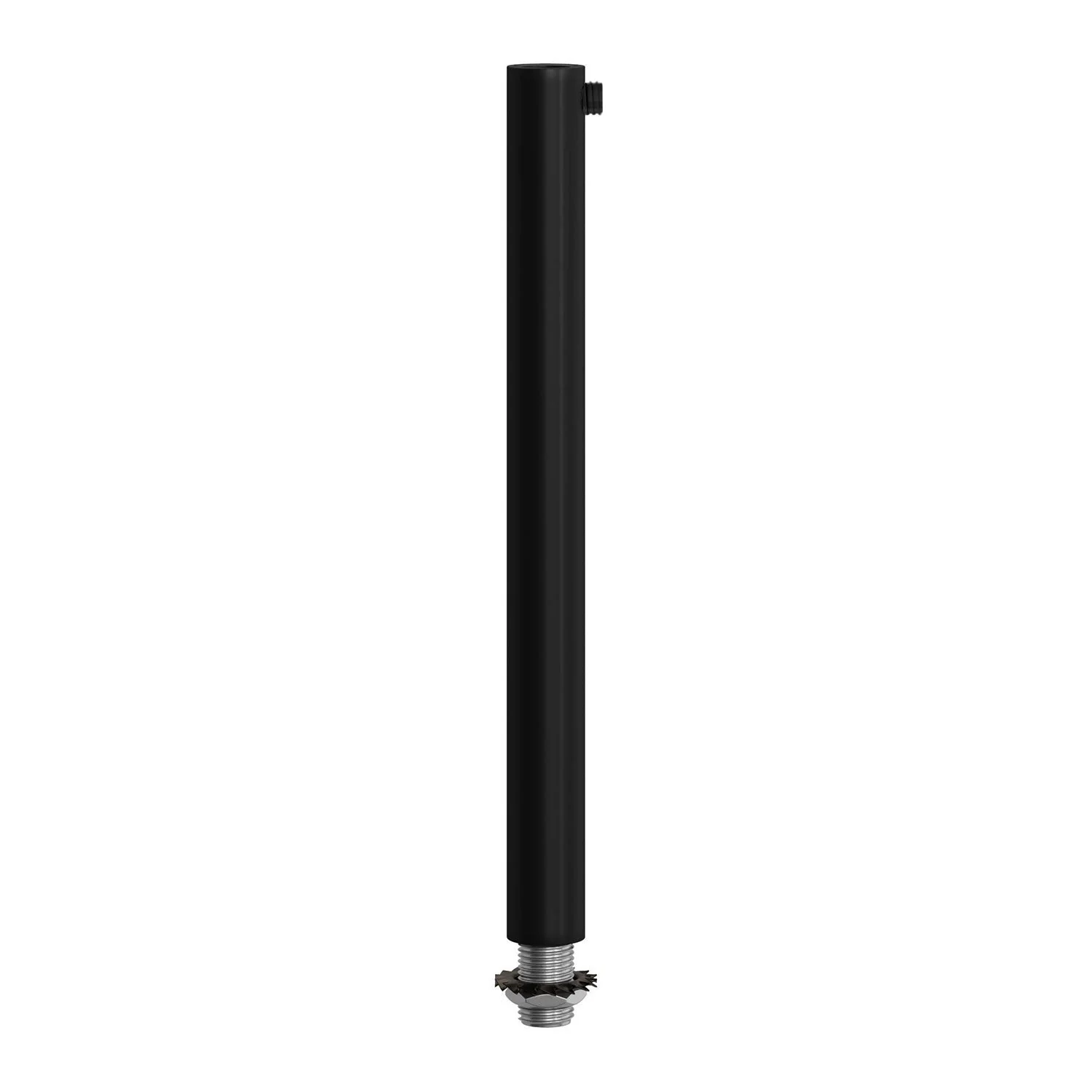 Cylindrical cable clamp in metal, 15 cm length, complete with rod, nut and washer – Black
