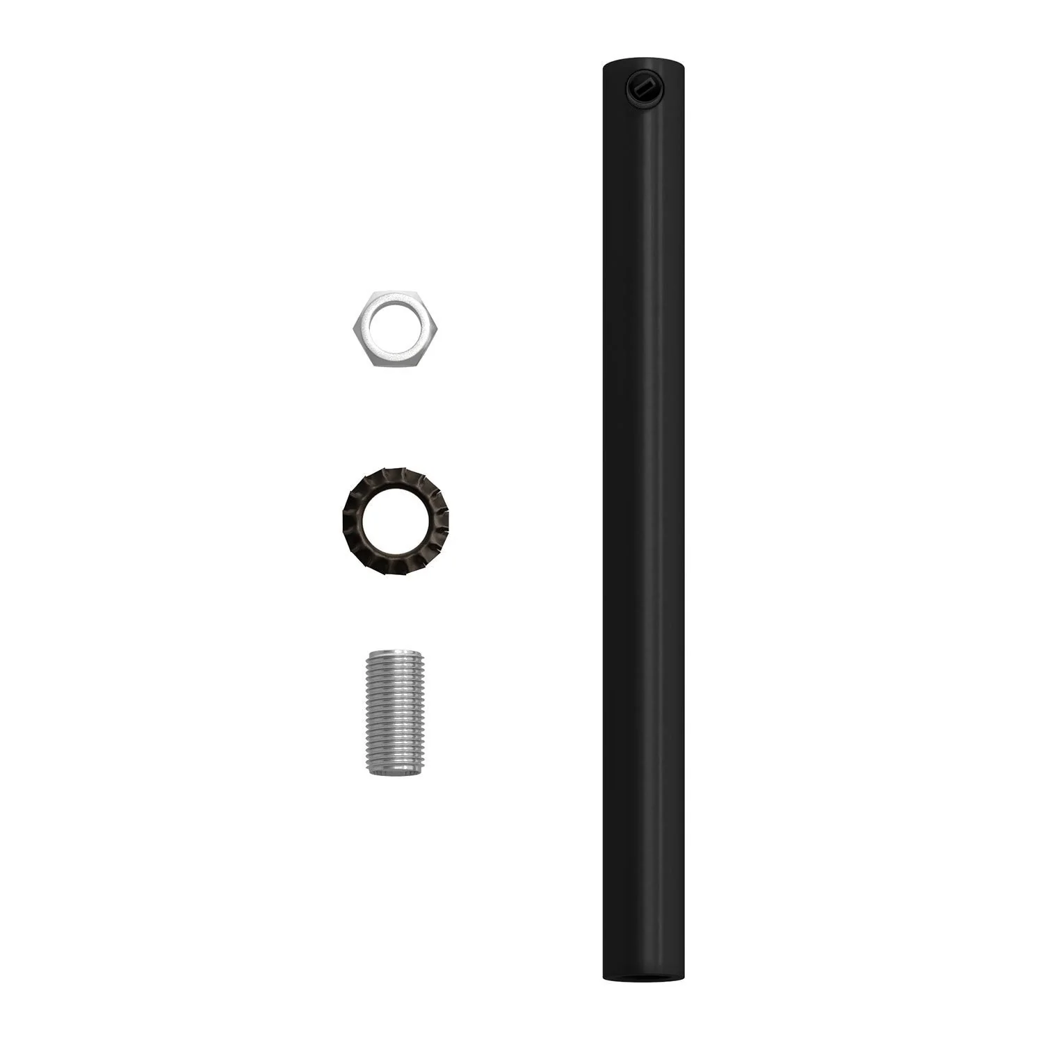 Cylindrical cable clamp in metal, 15 cm length, complete with rod, nut and washer – Black - Image 4