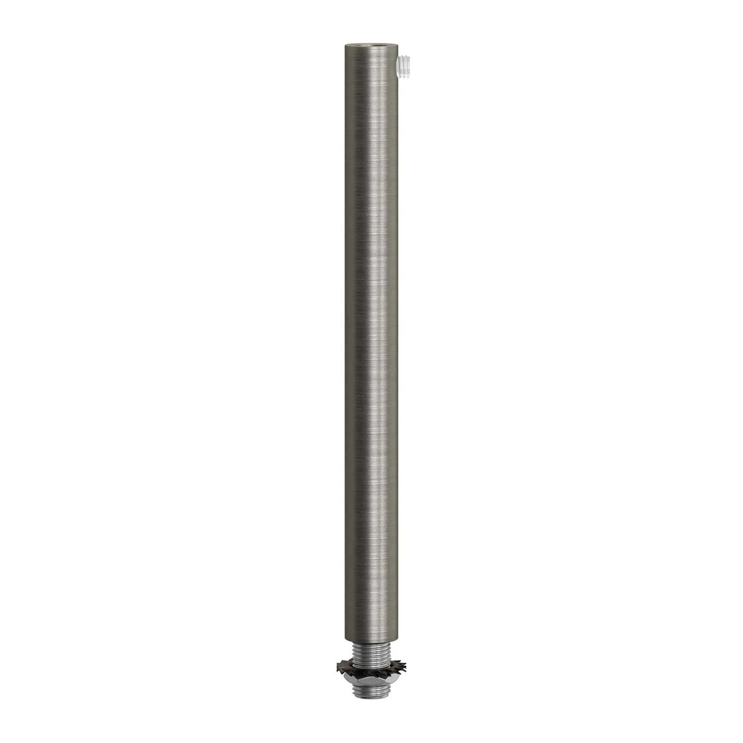 Cylindrical metal cable clamp, 15 cm long, complete with rod, nut and washer - Satin titanium
