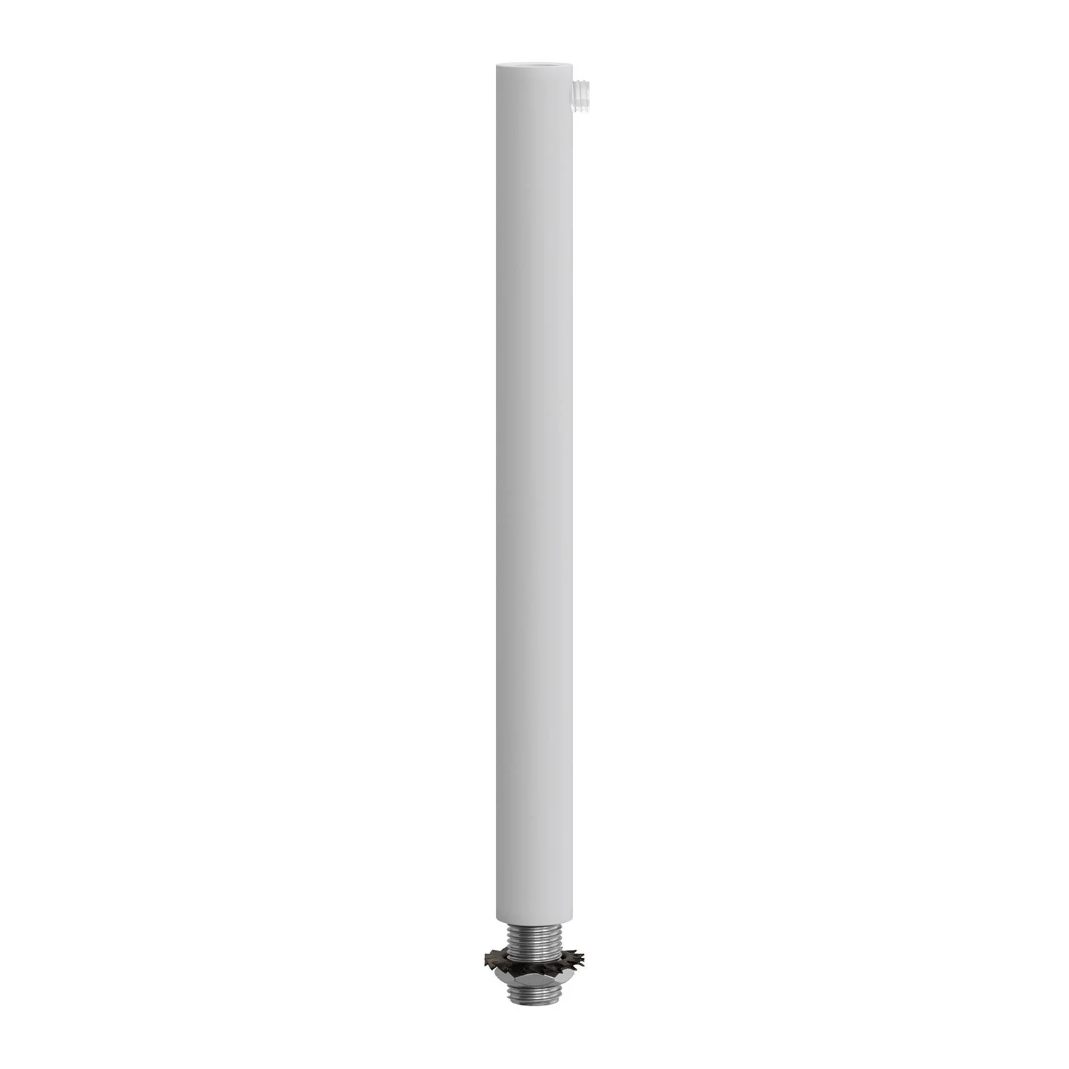 Cylindrical cable clamp in metal, 15 cm length, complete with rod, nut and washer - White