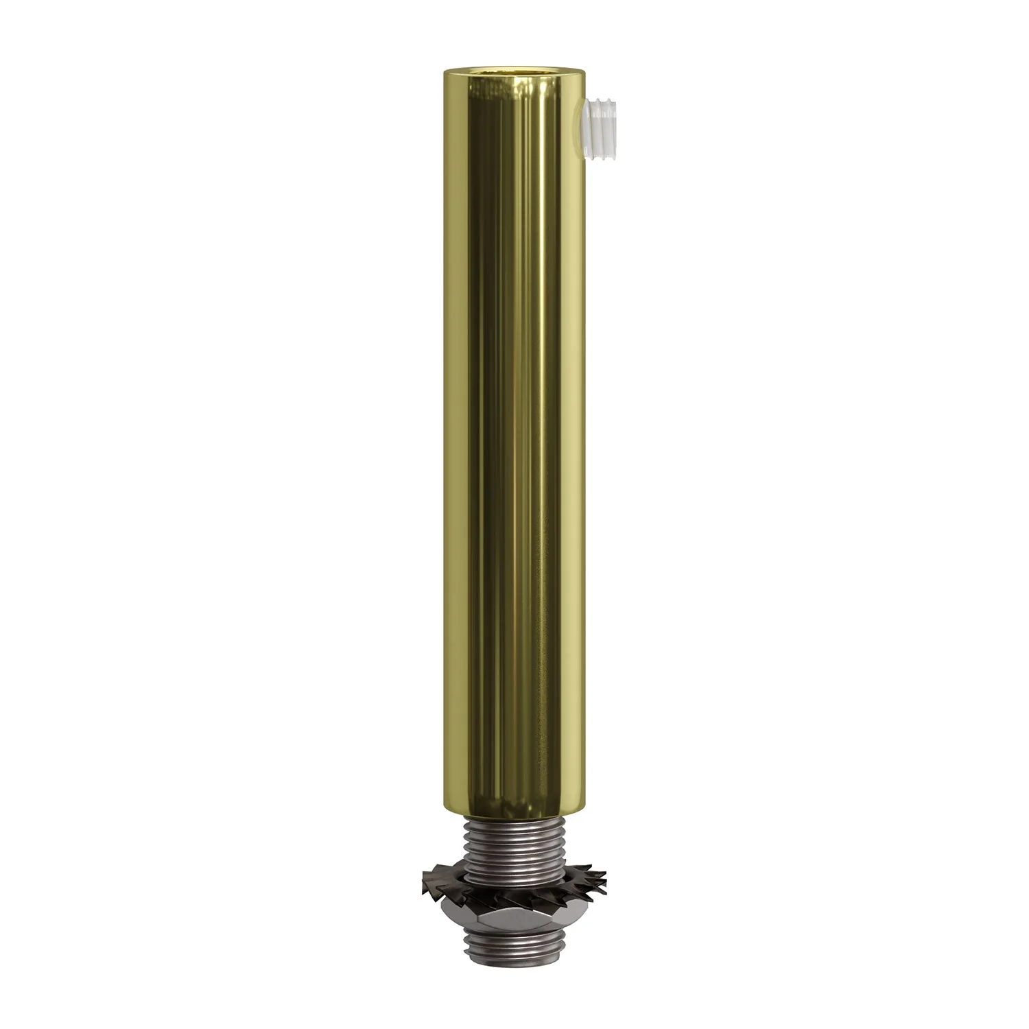 Cylindrical metal cable clamp, 7 cm long, complete with rod, nut and washer - Brass